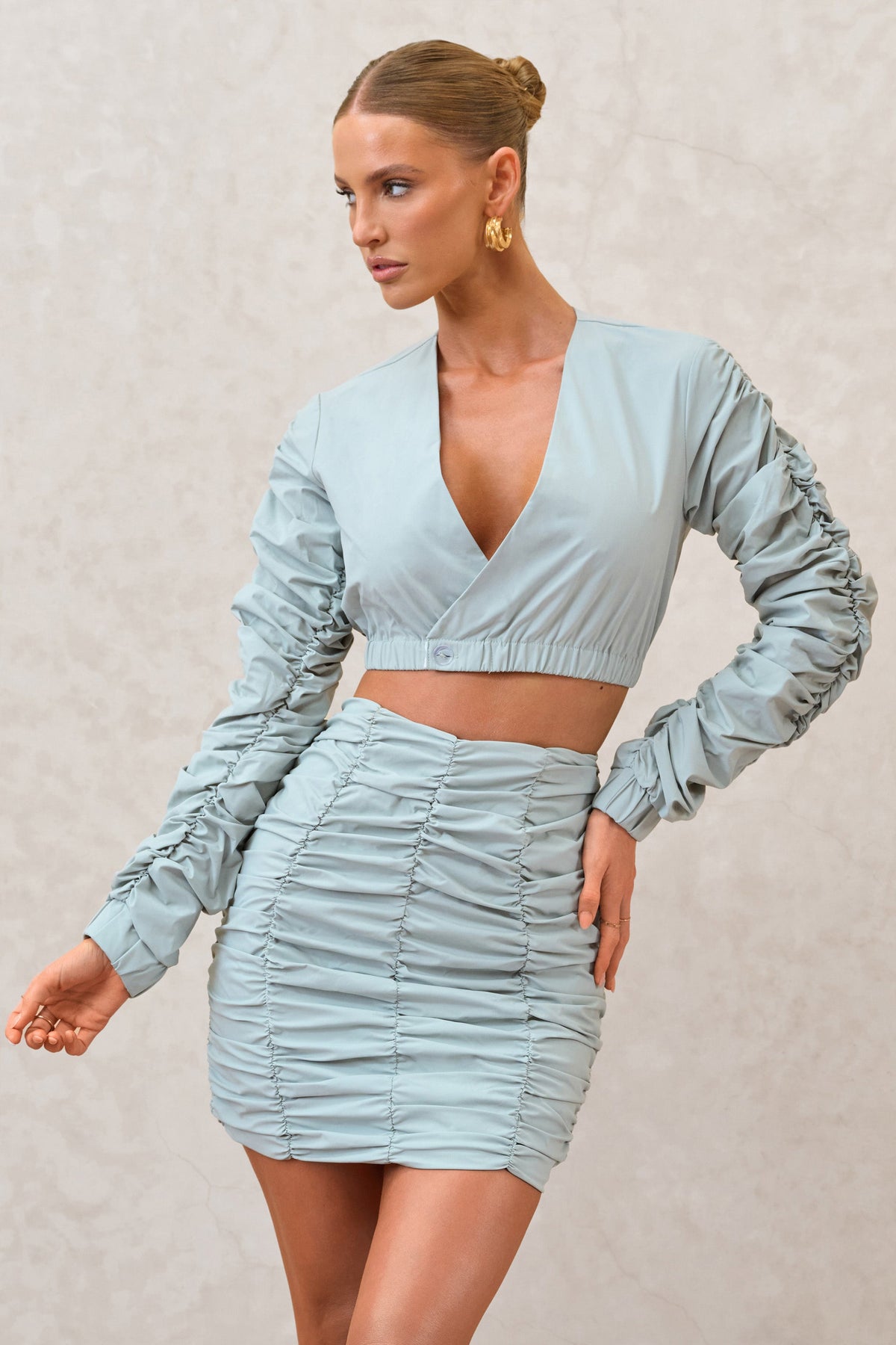 Break Of Day | Saliegroene Gerimpeld Mini Rok