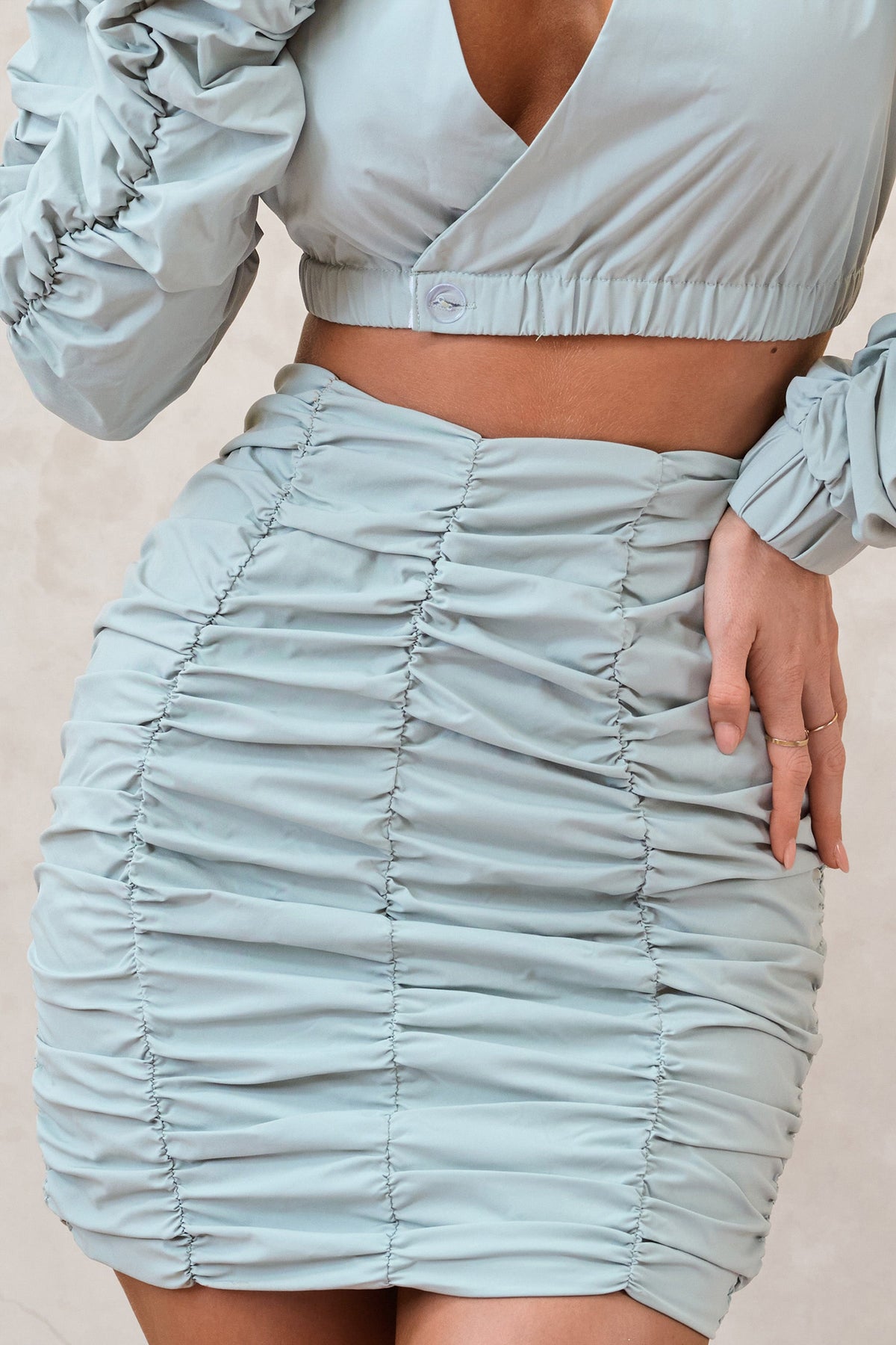 Break Of Day | Saliegroene Gerimpeld Mini Rok