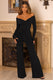 Hand On Heart | Zwarte Twist Bardot Jumpsuit met Lange Mouwen