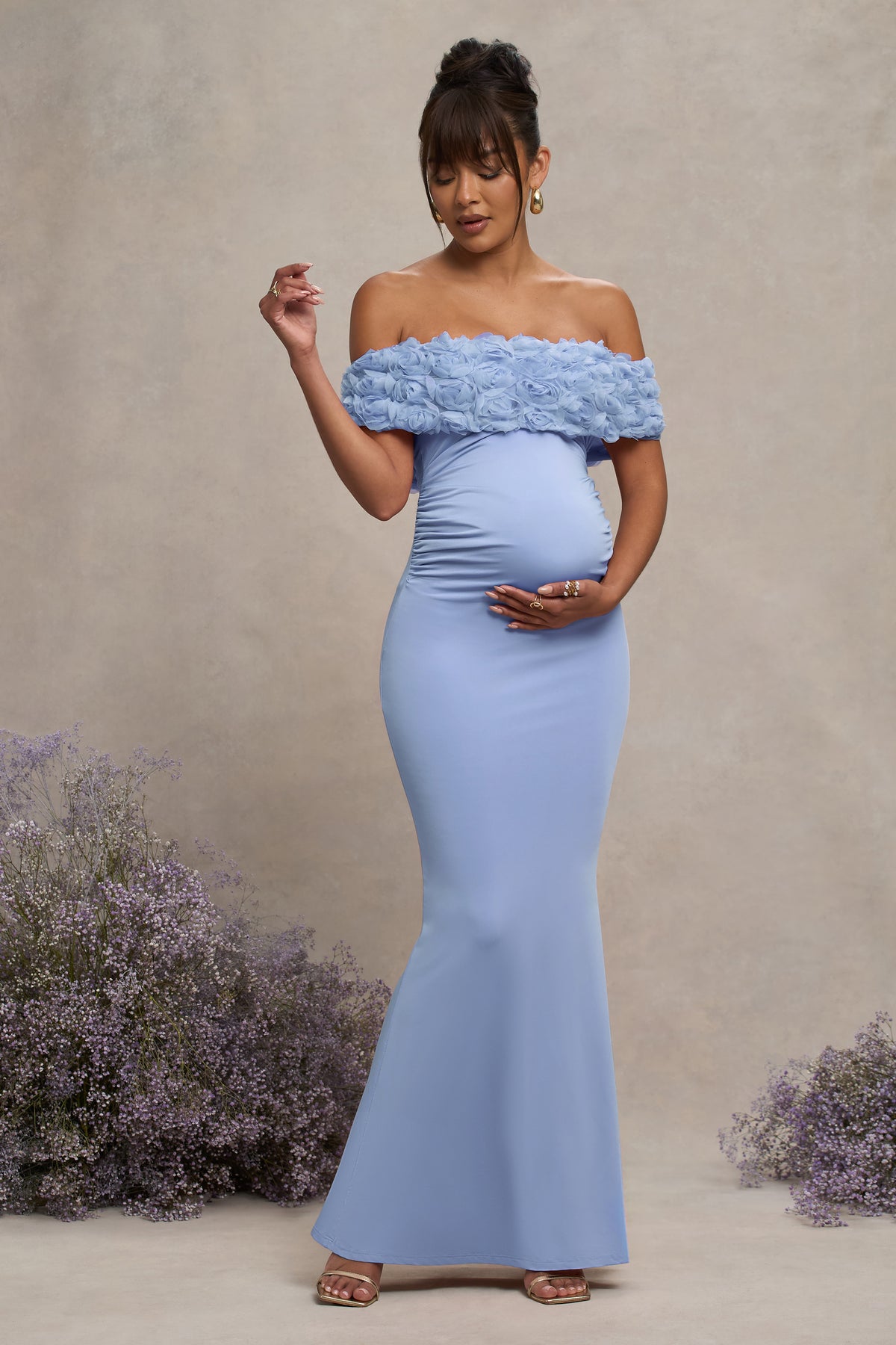 HR_CL129851312 - Inflorescence | Powder Blue Mesh Floral Bardot Maternity Maxi Dress3.jpg