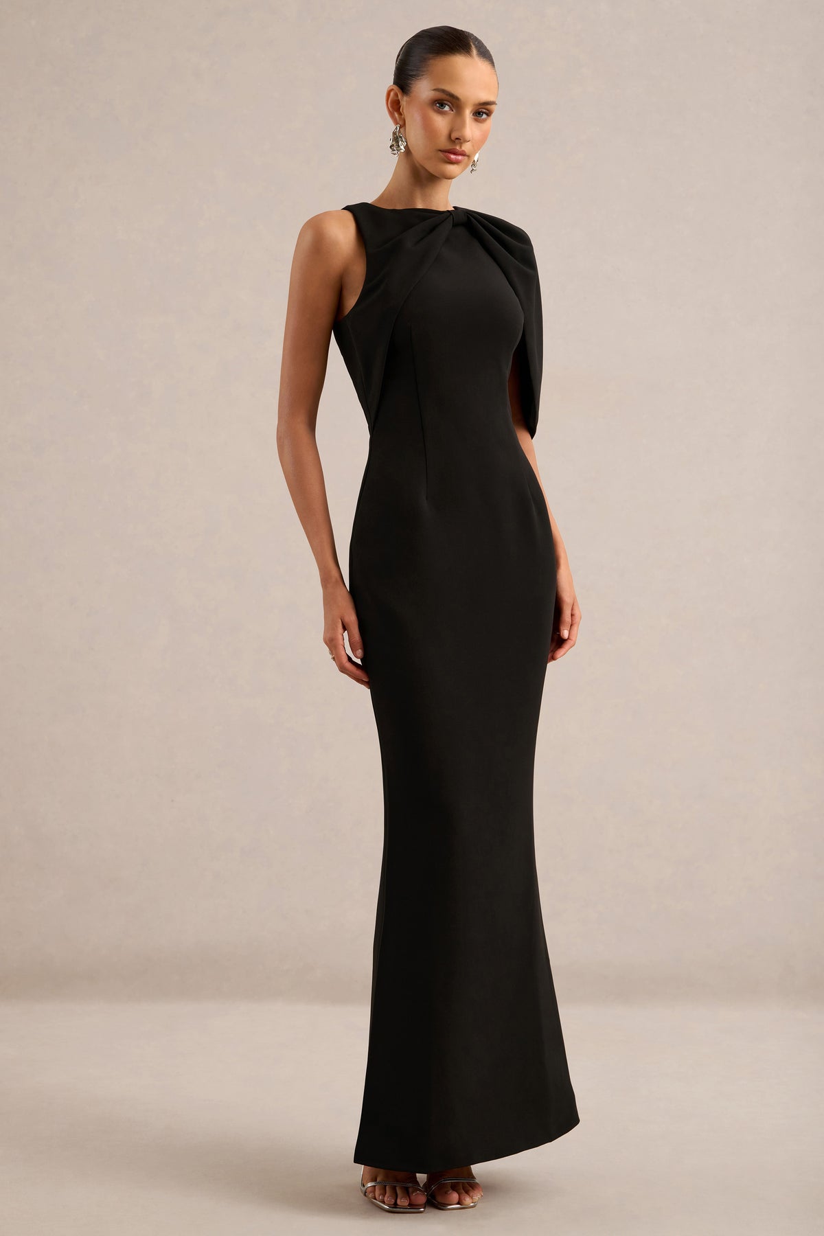 ECM_HR_CL137291001 - Quira _ Black Asymmetric-Neck Maxi Dress With Cape-Sleeve2.jpg