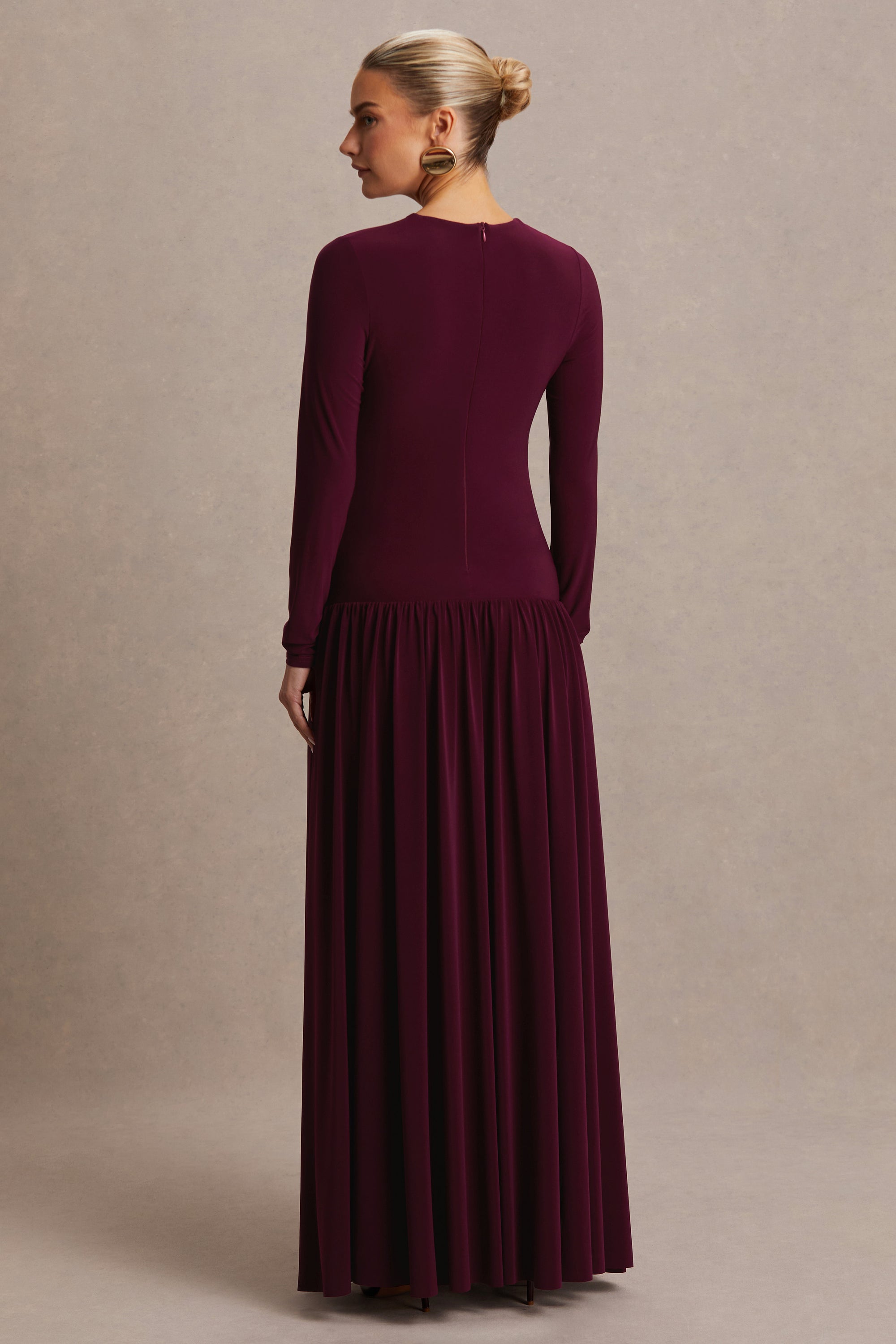 HR_CL137369102 - Monroe Burgundy Crew-Neck Maxi Dress With Drop-Waist  06.jpg