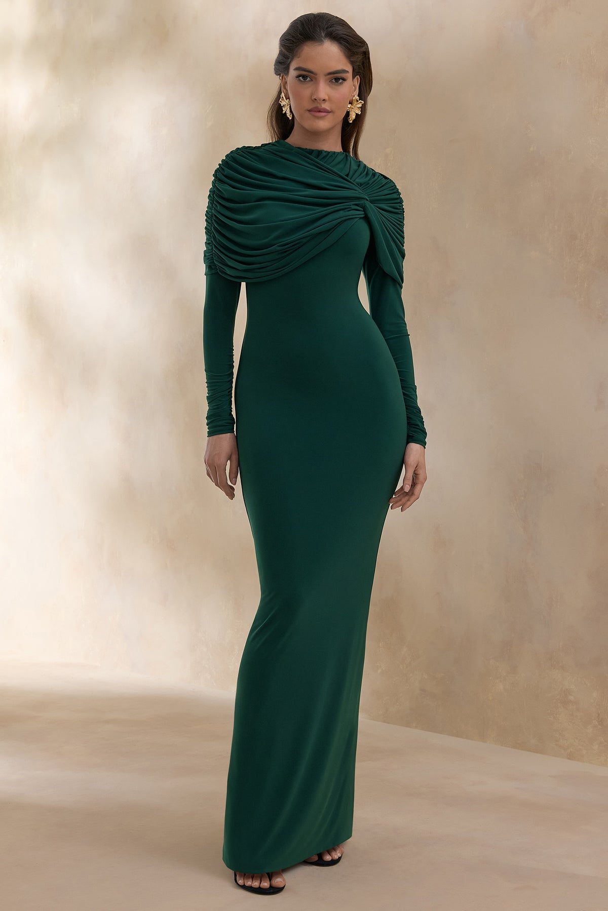 ECM_HR_CL137698038 Evessa _ Dark Green High-Neck Maxi Dress With Gathered-Detailing 5 (1).jpg