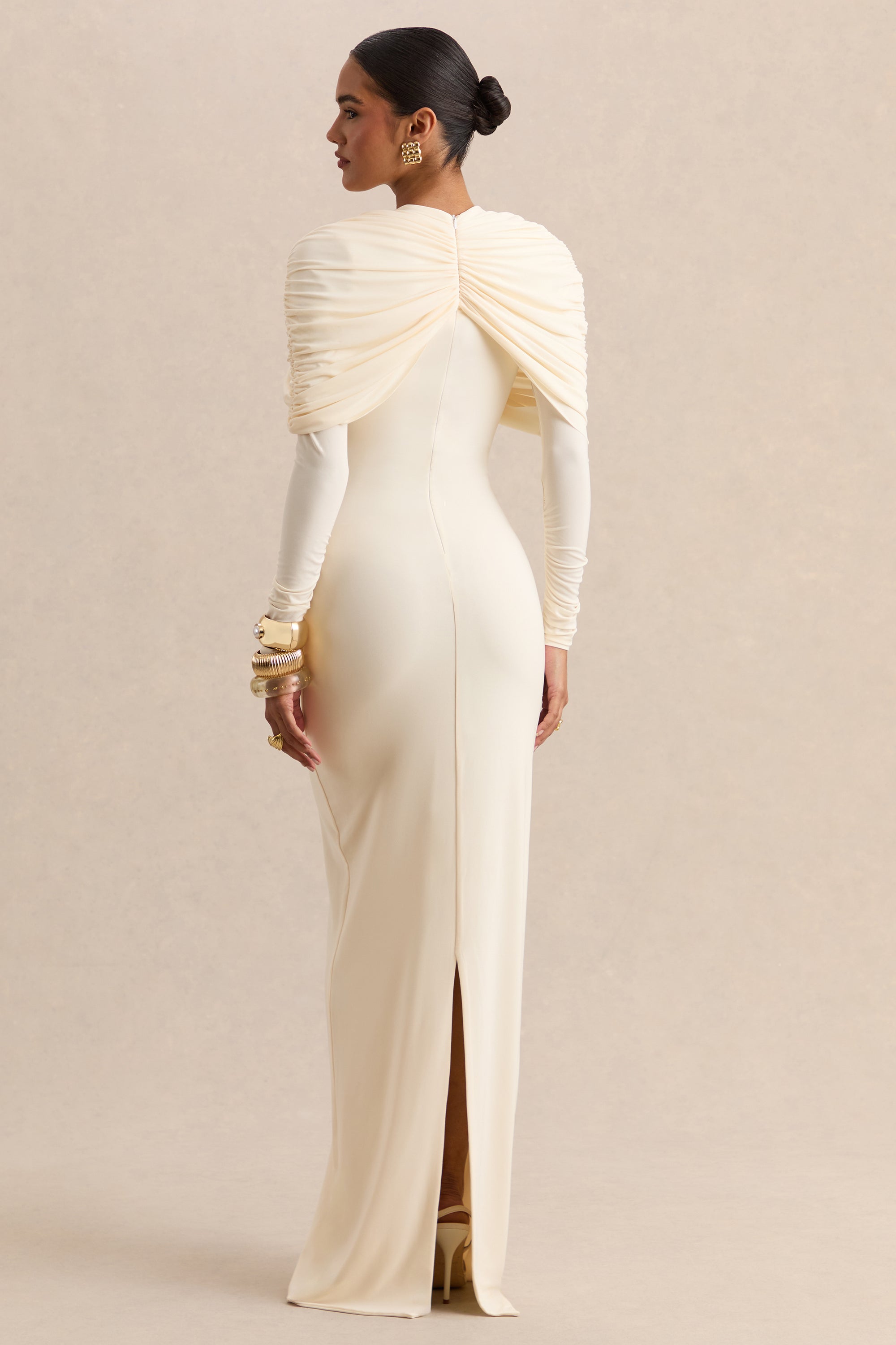ECM_HR-CL137698111 - Evessa - Cream High-Neck Maxi Dress With Gathered-Detailing 06.jpg