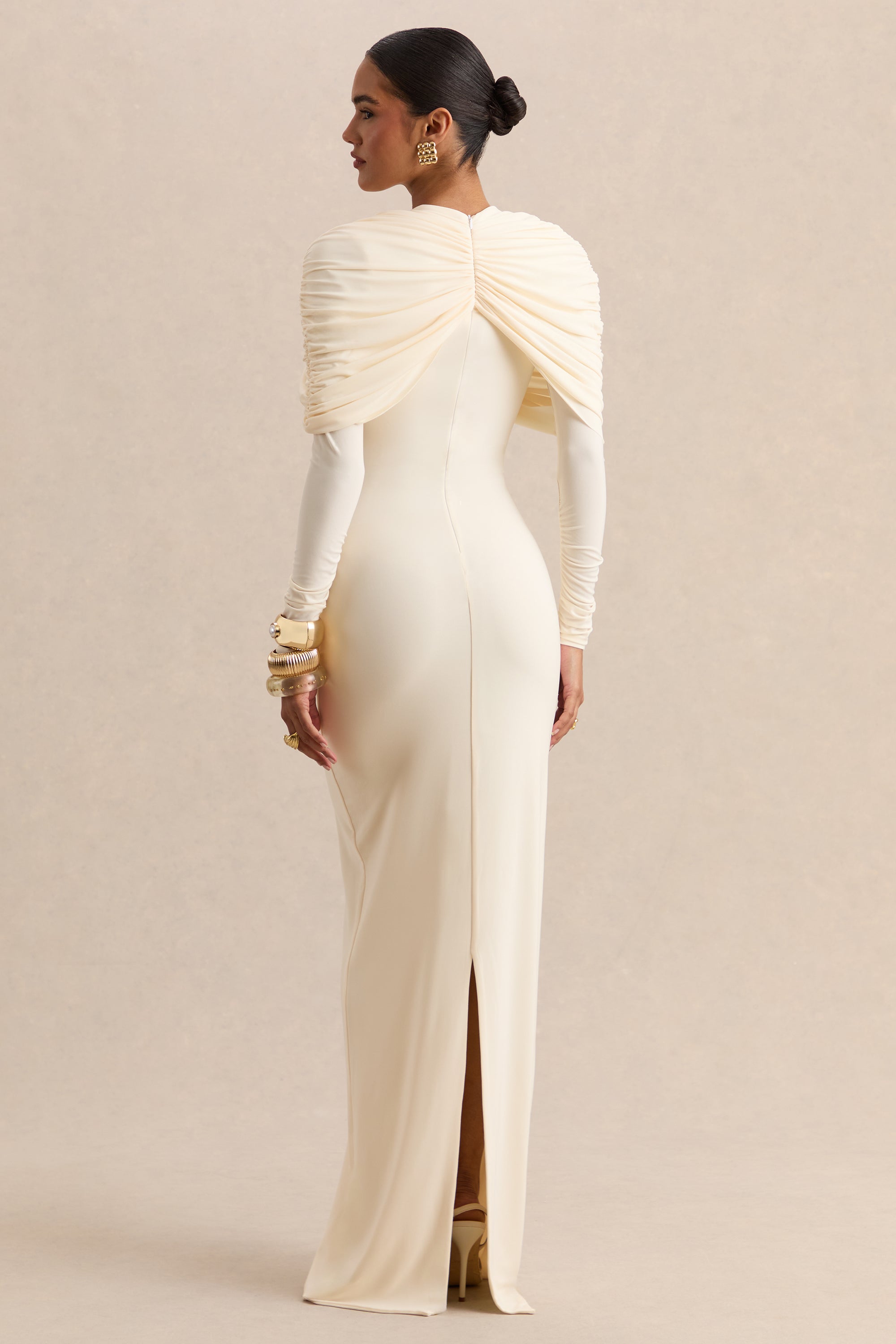 ECM_HR-CL137698111 - Evessa - Cream High-Neck Maxi Dress With Gathered-Detailing 06.jpg