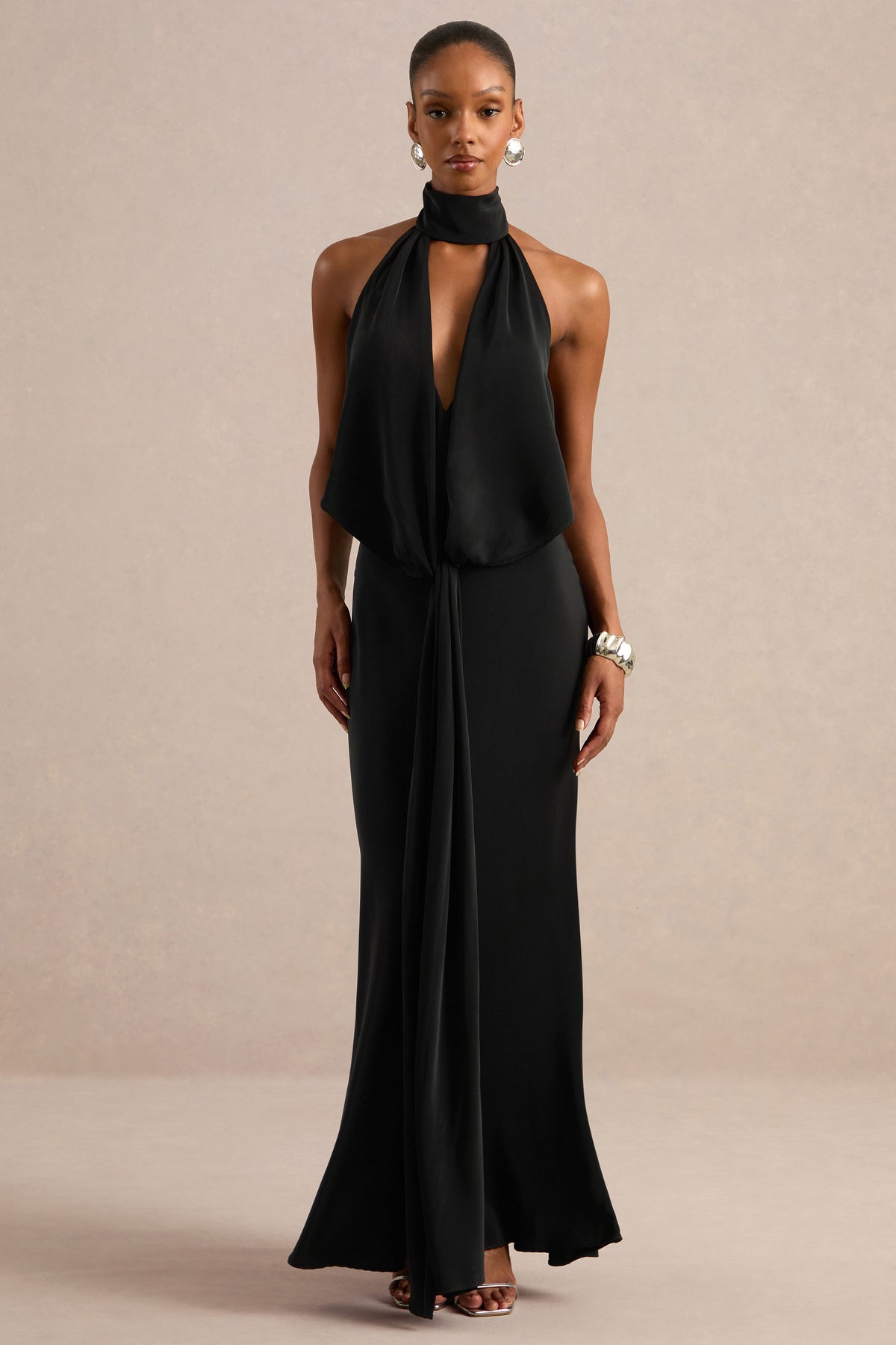ECM_HR_CL137717001 - Canella | Black Satin Halter-Neck Maxi Dress With Sash-Detail0.jpg