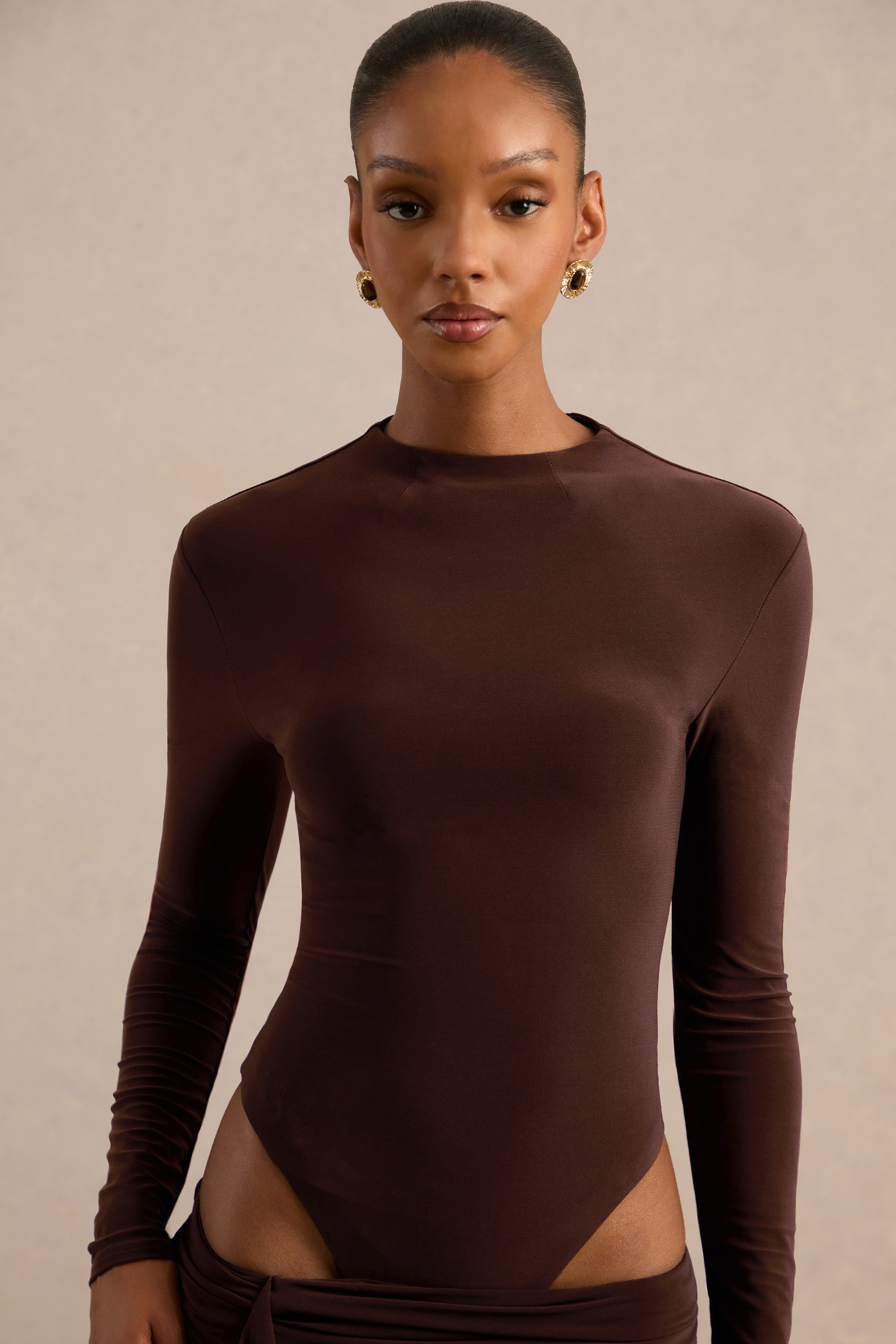 CL137816022 - Lorvia _ Brown High-Neck Bodysuit With Long-Sleeves6.jpg