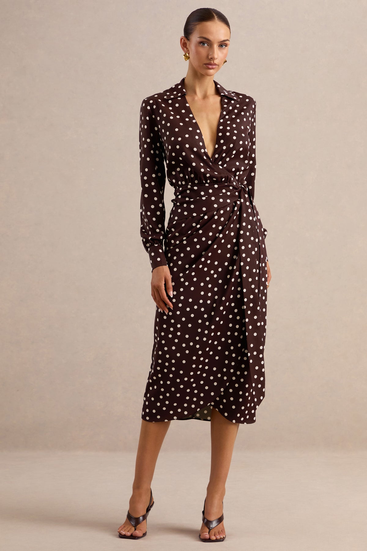 ECM_HR_CL137938031 - Amarosia _ Brown Polka-Dot Wrap Shirt Midi-Dress 0.jpg