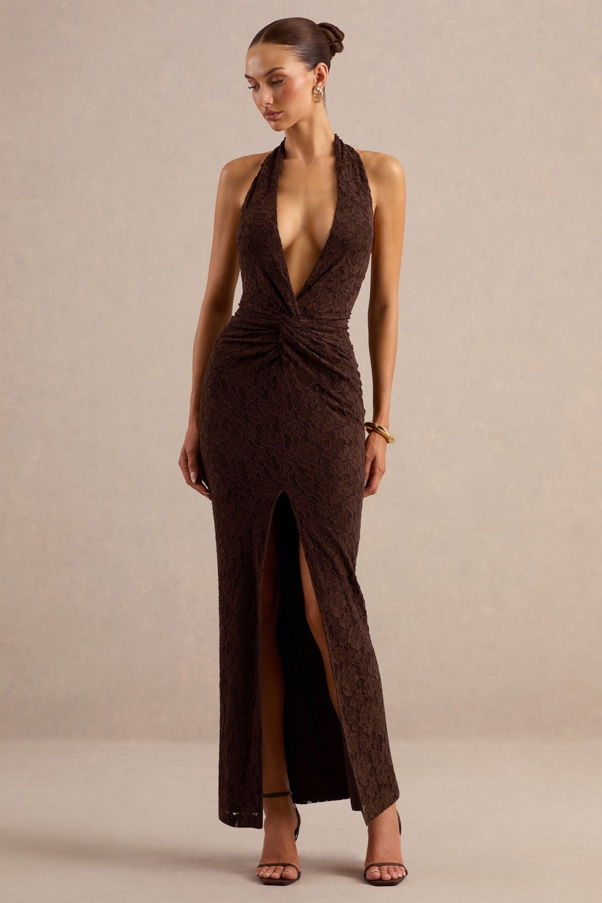 ECM_HR_CL137973022 - Ocealla _ Brown Plunge-Neck Maxi Dress With Gathered-Detailing1.jpg