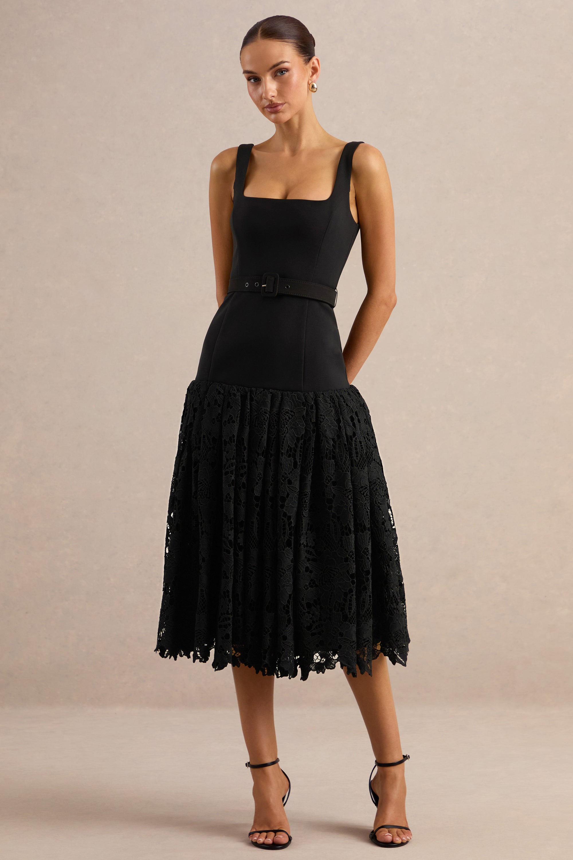ECM_HR_CL138094001 - Norrie | Black Square-Neck Midi Dress With Voluminous Lace Skirt0.jpg