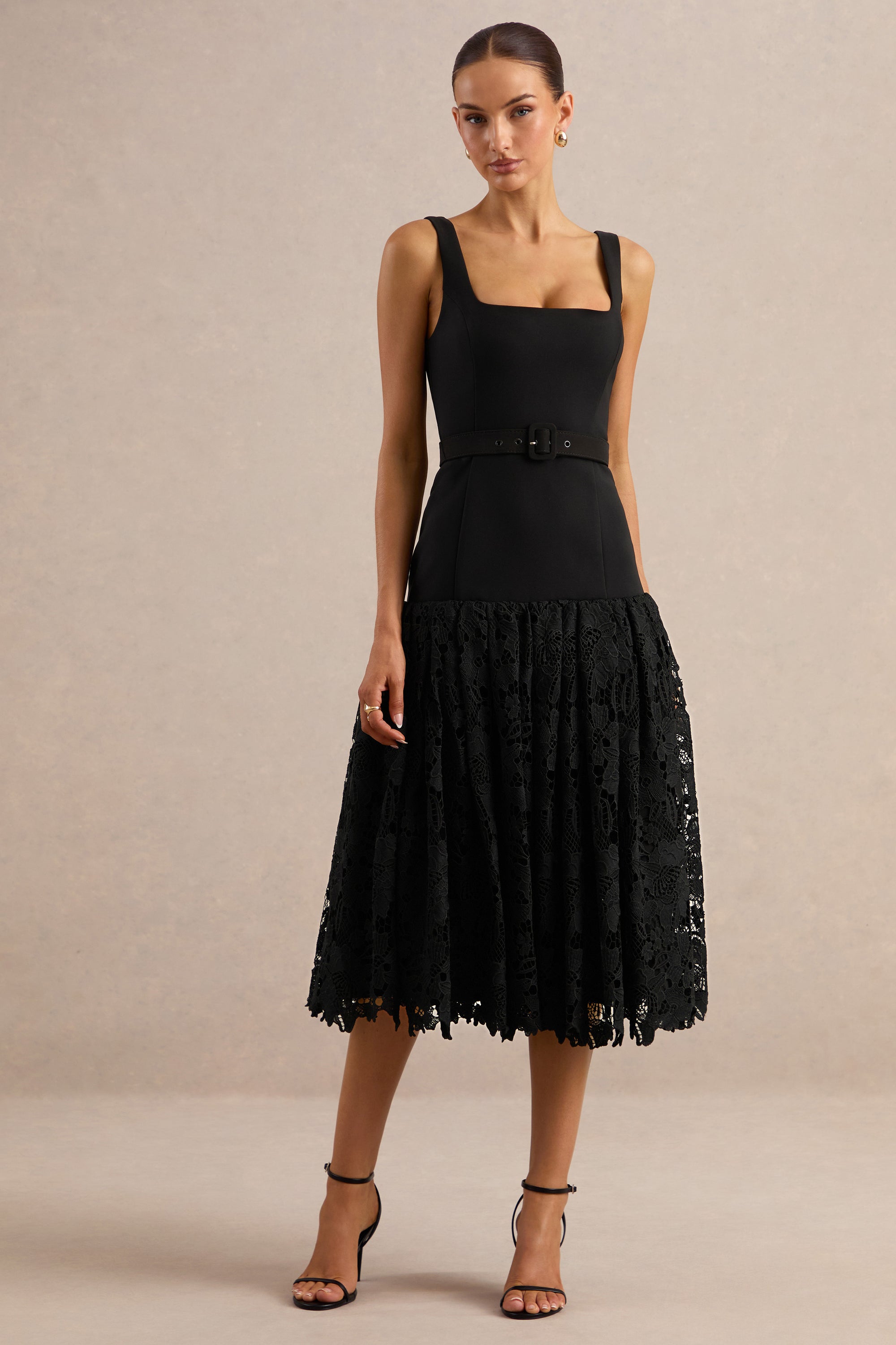 ECM_HR_CL138094001 - Norrie | Black Square-Neck Midi Dress With Voluminous Lace Skirt1.jpg