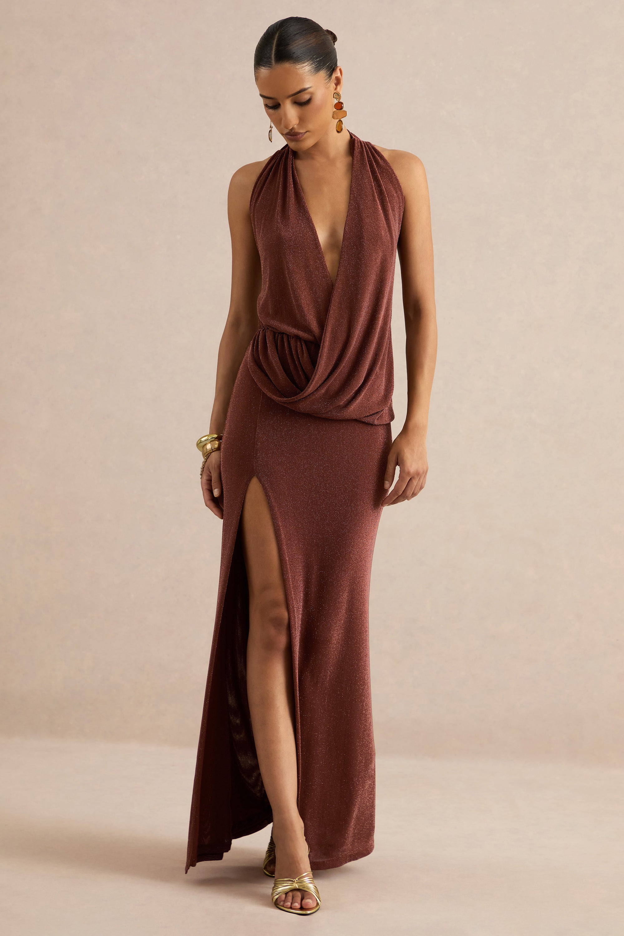 ECM_HR_Velia Brown Extreme Plunge-Neck Maxi Dress With Front High Split CL138129060 22.jpg