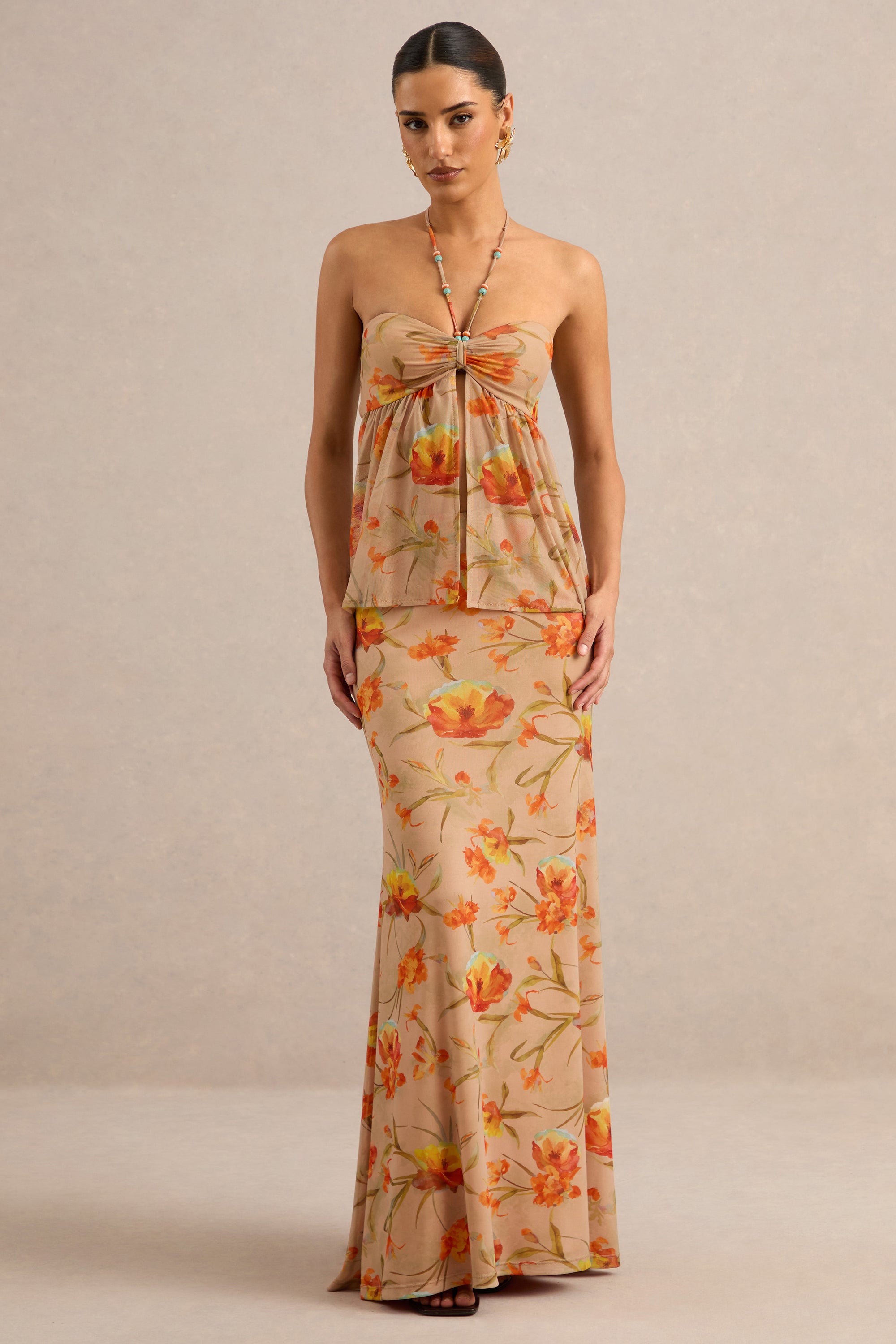 CL138222070 - Flaviah | Orange Floral Print Mesh Maxi Skirt2.jpg