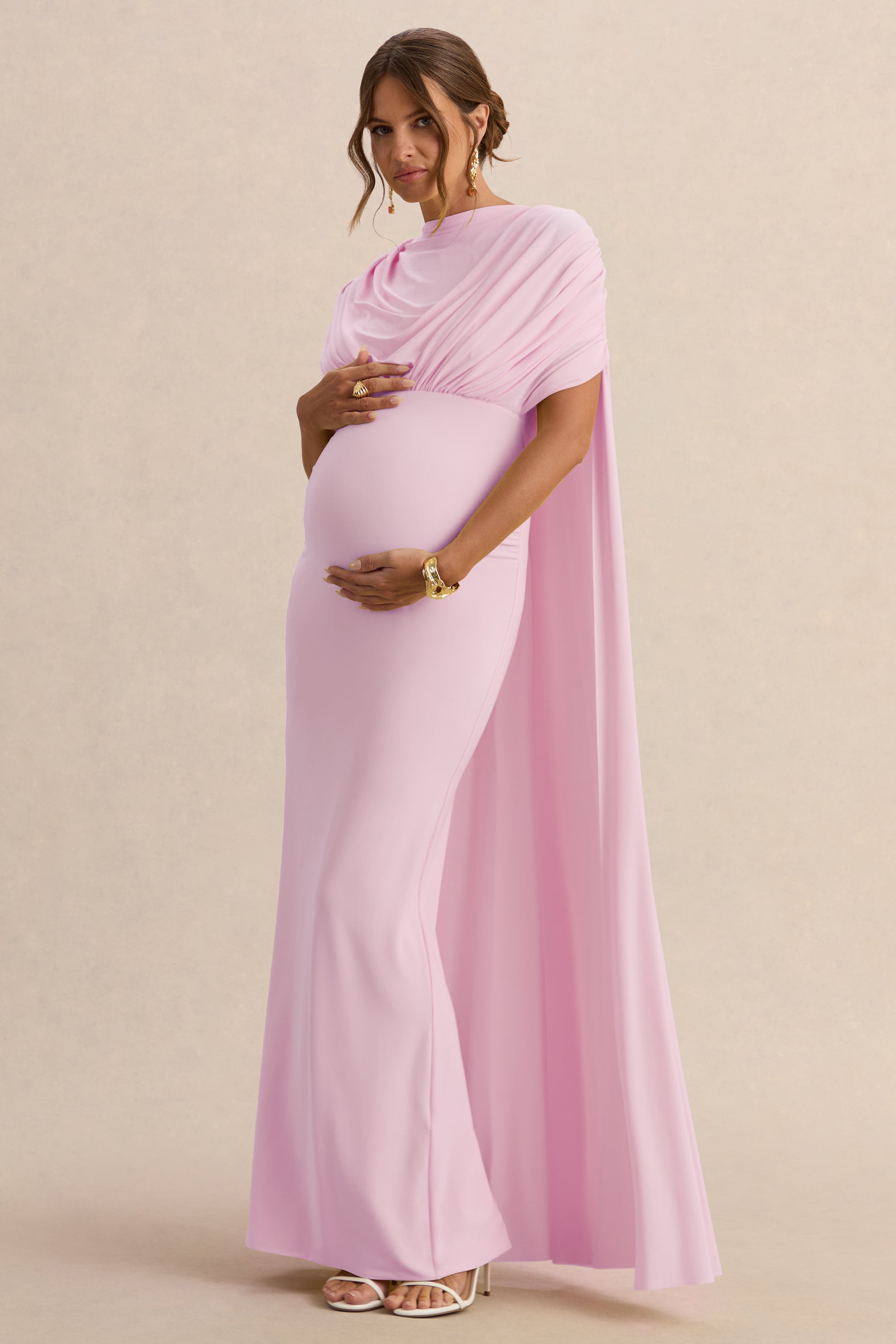 ECM_HR_CL138242081  - Araminta Light Pink Bardot-Neck Maternity Maxi Dress With Cape Sleeves0.jpg