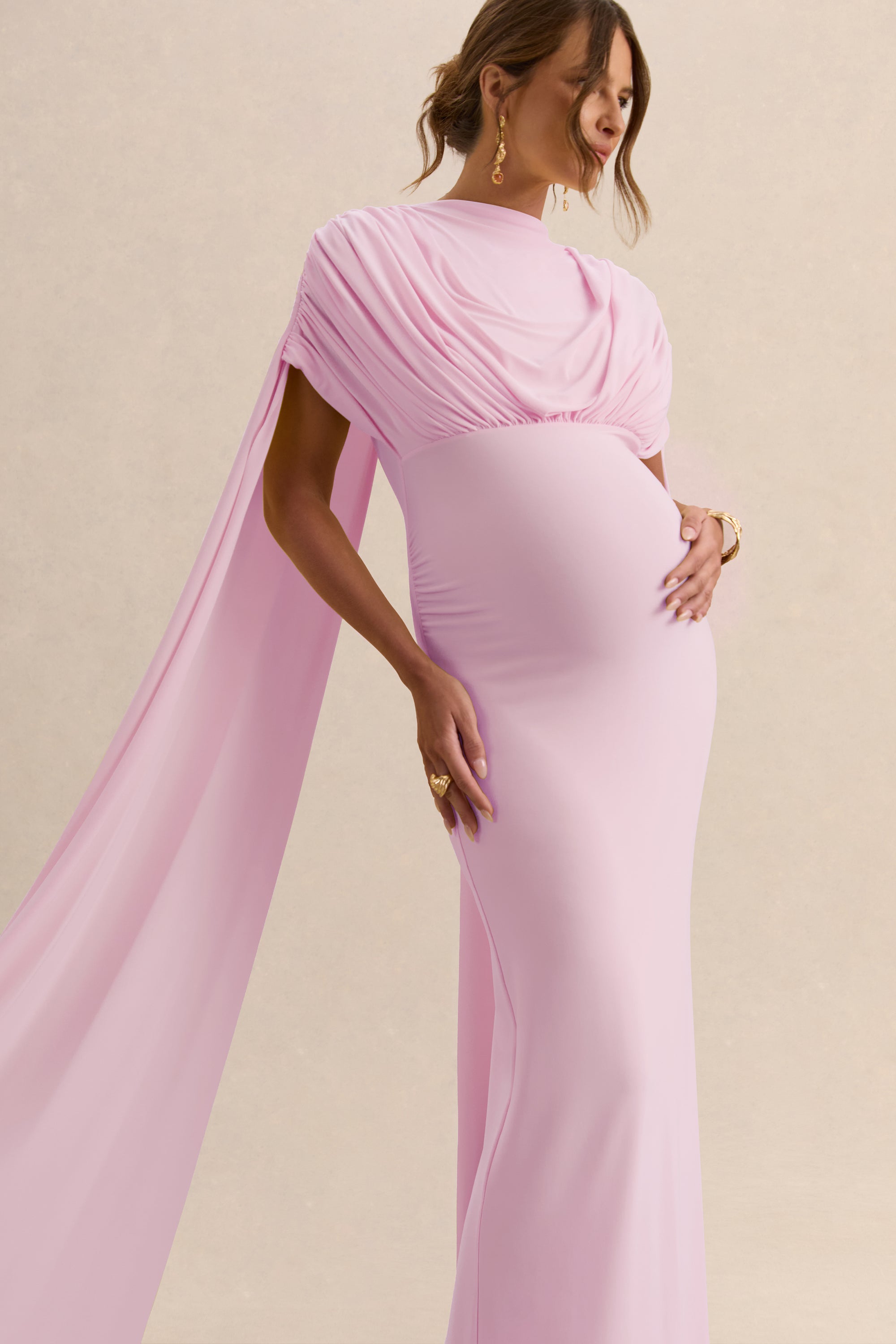 ECM_HR_CL138242081  - Araminta Light Pink Bardot-Neck Maternity Maxi Dress With Cape Sleeves3.jpg