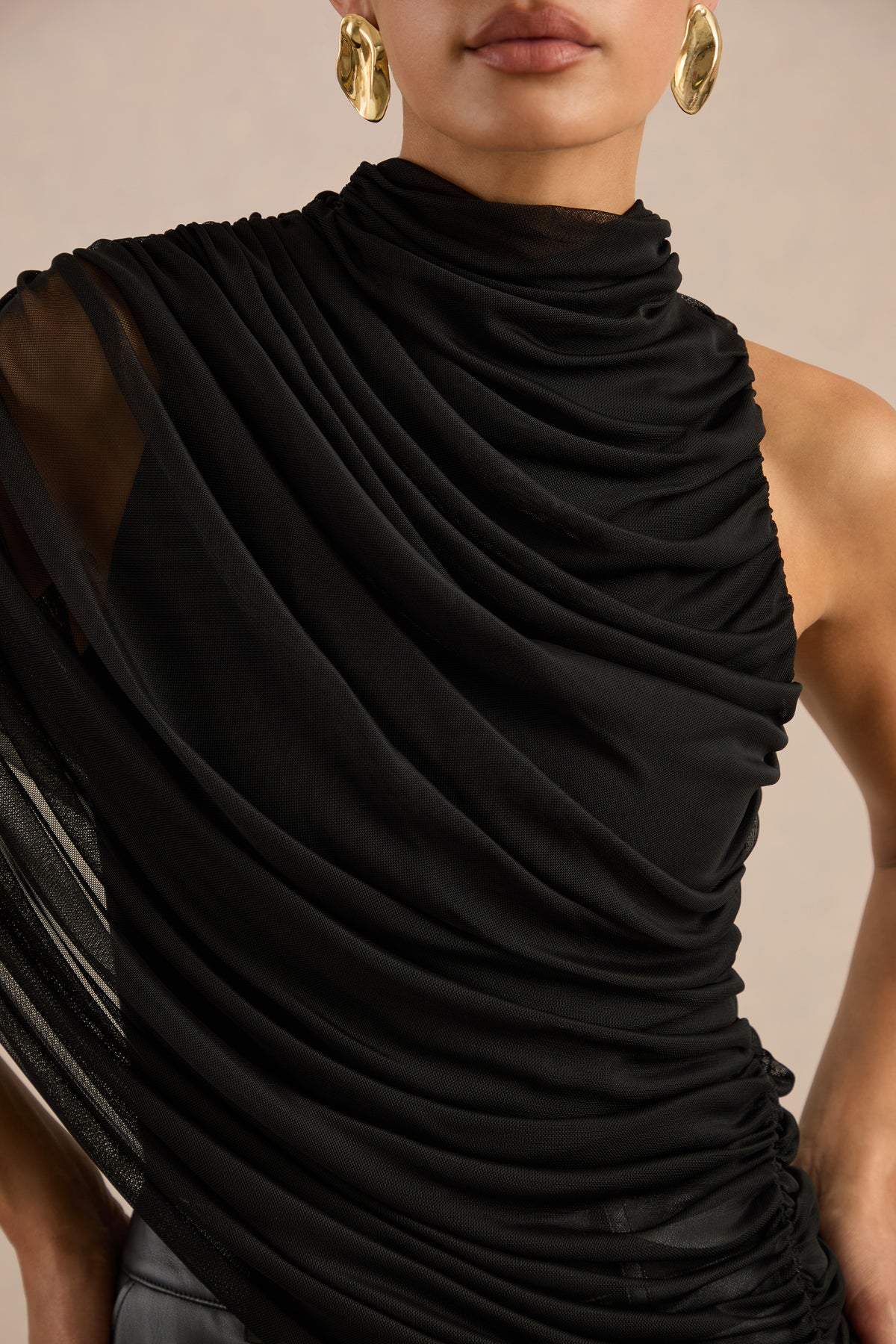 ECM_HR_CL138272001 - Galiana Black Mesh High-Neck Top With Draped Detailing4.jpg