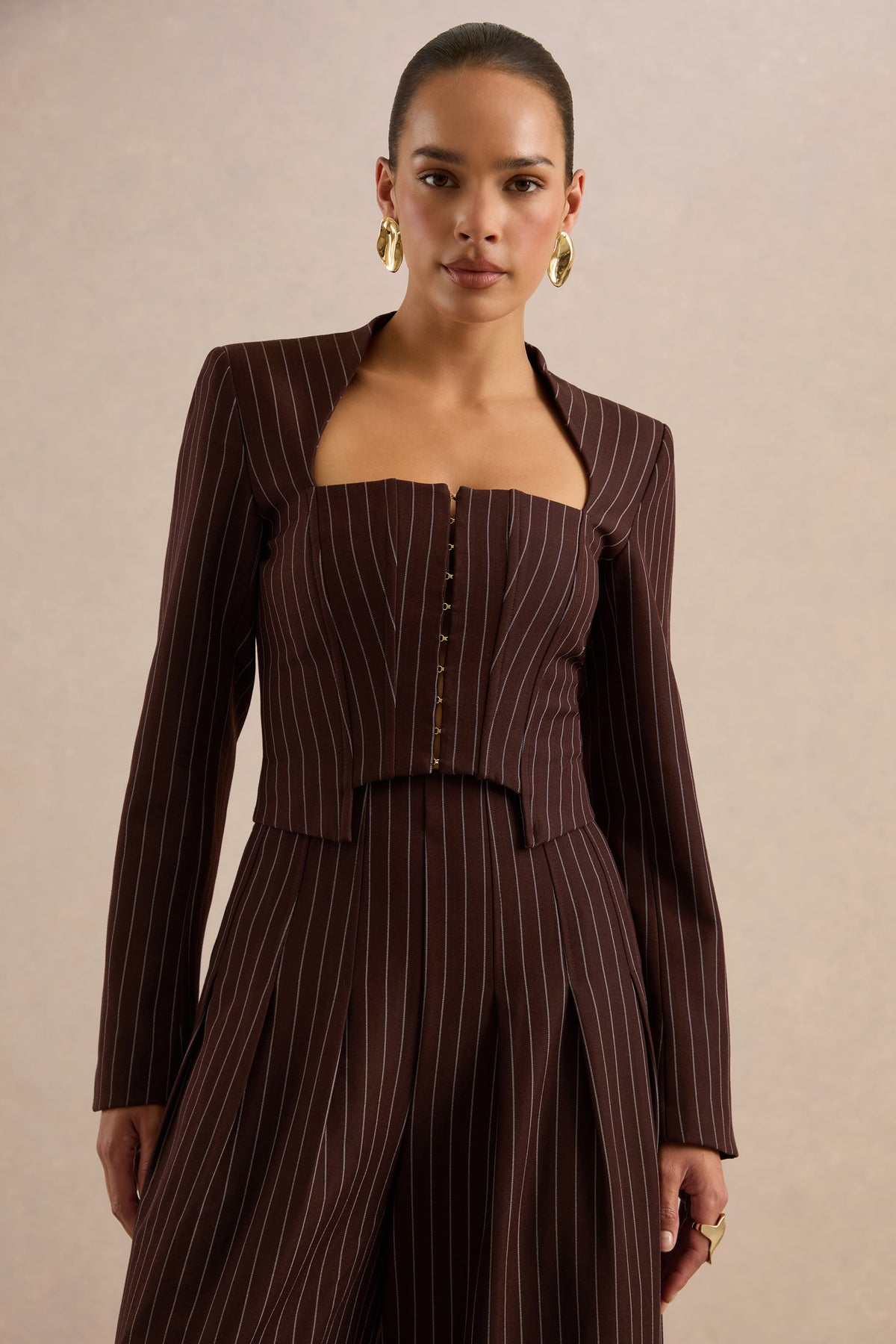 ECM_HR_CL138277021 - Genara | Brown Pinstripe Square-Neck Tailored Top2.jpg