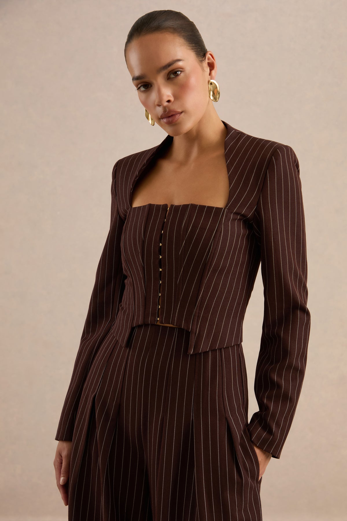 ECM_HR_CL138277021 - Genara | Brown Pinstripe Square-Neck Tailored Top3.jpg