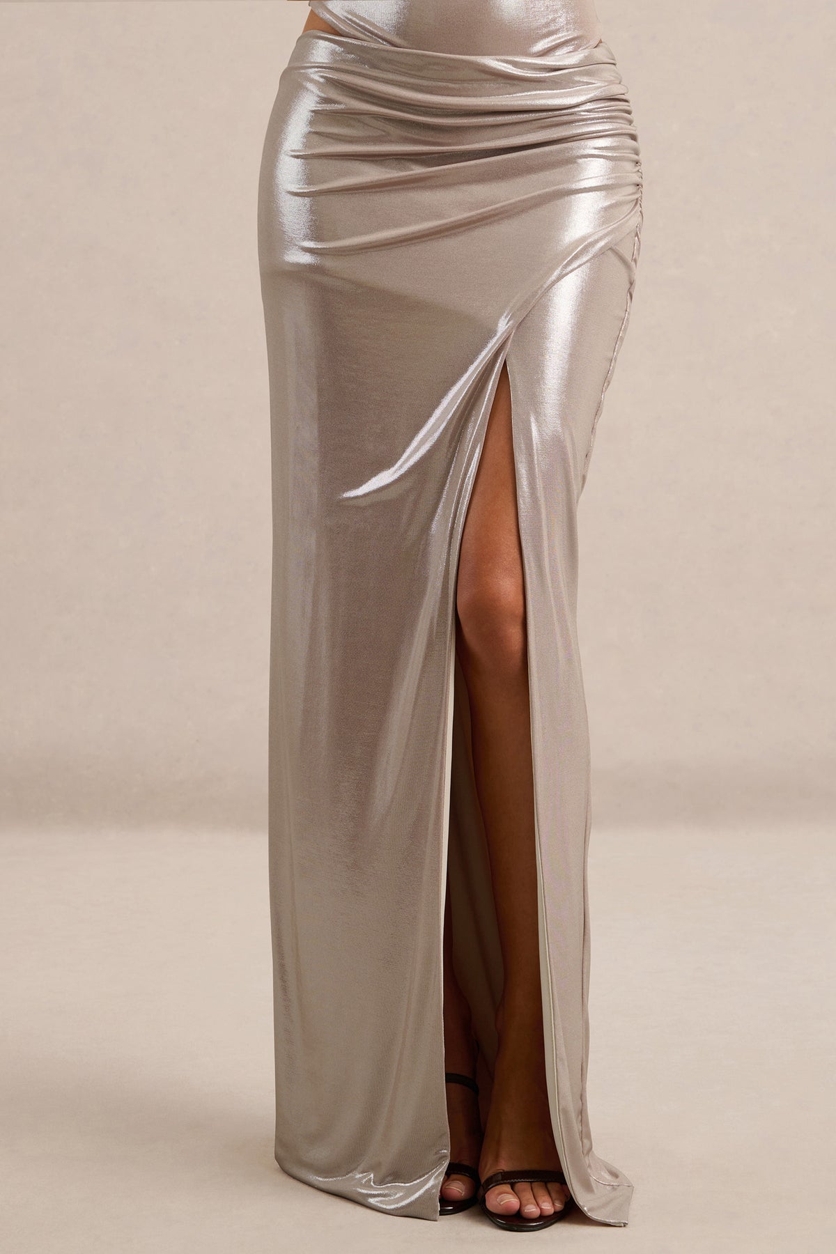 CL138380060 - Anavelle | Champagne Metallic Maxi Skirt With Front-High Split4.jpg