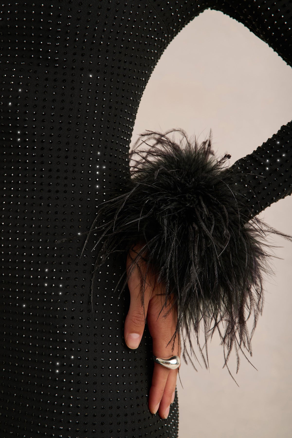 CL13839400106_ECM_HR_CL138394001_-_Garance___Black_Hotfix_Round-Neck_Maxi_Dress_With_Feather_Trim_Cuffs5