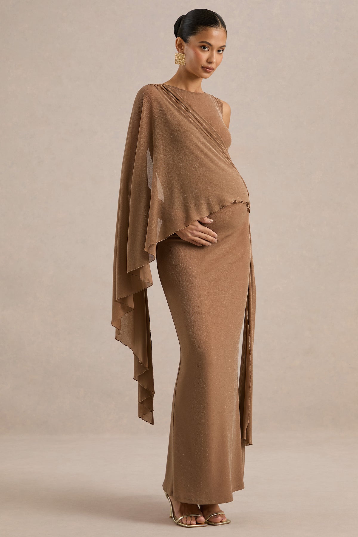 ECM_HR_CL138508050 - Yelena _ Gold Metallic Round-Neck Maternity Maxi Dress With Gathered Detailing1.jpg