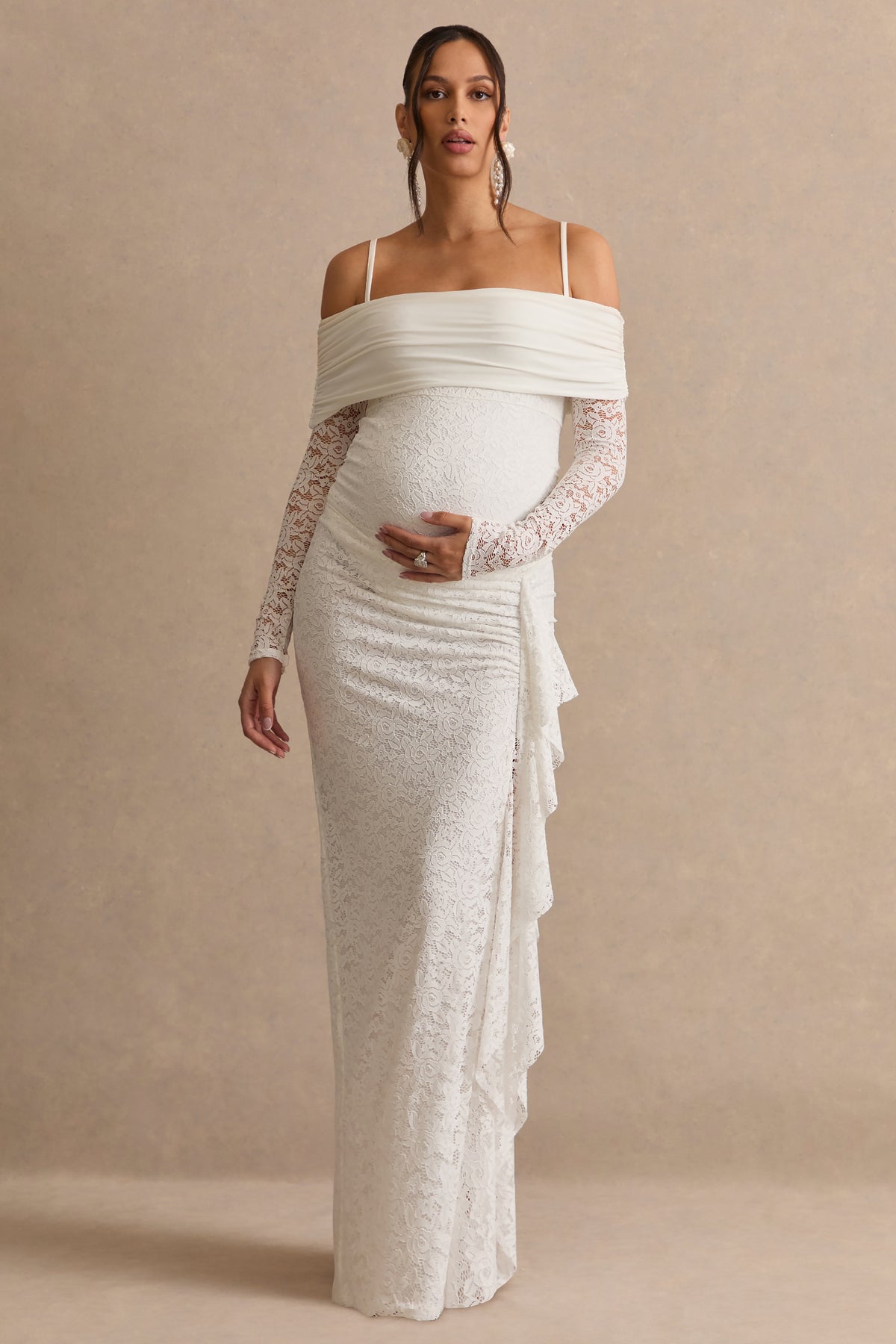 ECM_HR_CL138515111---Delmara-_-Cream-Lace-Maternity-Maxi-Skirt-With-Gathered-Detailing-+-CL138514111---Delmara-_-Cream-Lace-Bardot-Neck-Maternity-Bodysuit16.jpg