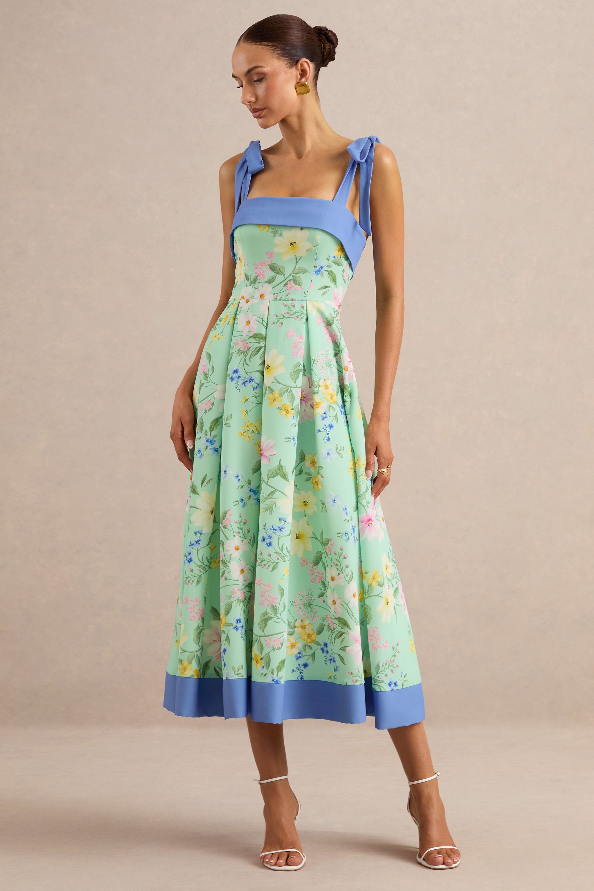 ECM_HR_CL138562032 - Marlisa | Mint Floral Print Square-Neck Midi Dress With Bow Straps 1.jpg