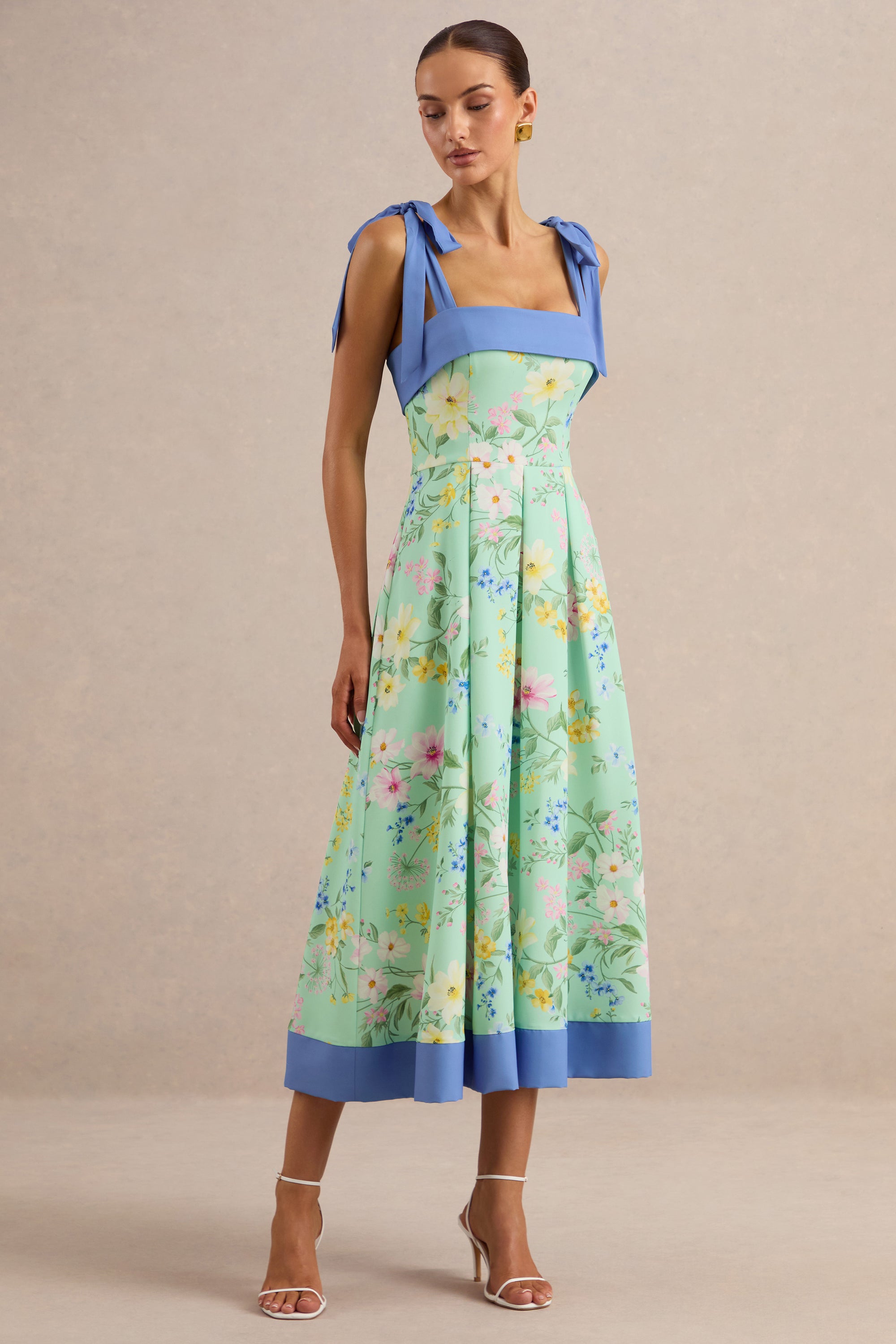 ECM_HR_CL138562032 - Marlisa | Mint Floral Print Square-Neck Midi Dress With Bow Straps 2.jpg