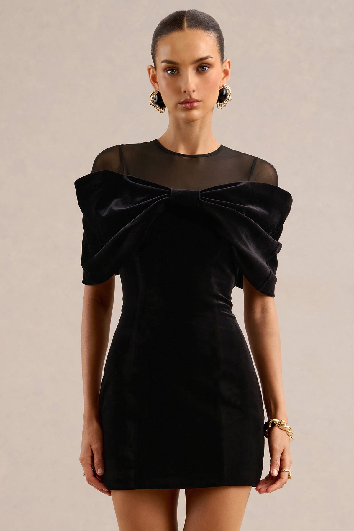 ECM_HR_CL138652001 - Accalia _ Black Velvet Round-Neck Mini Dress With Mesh Panel And Bow Detail2.jpg