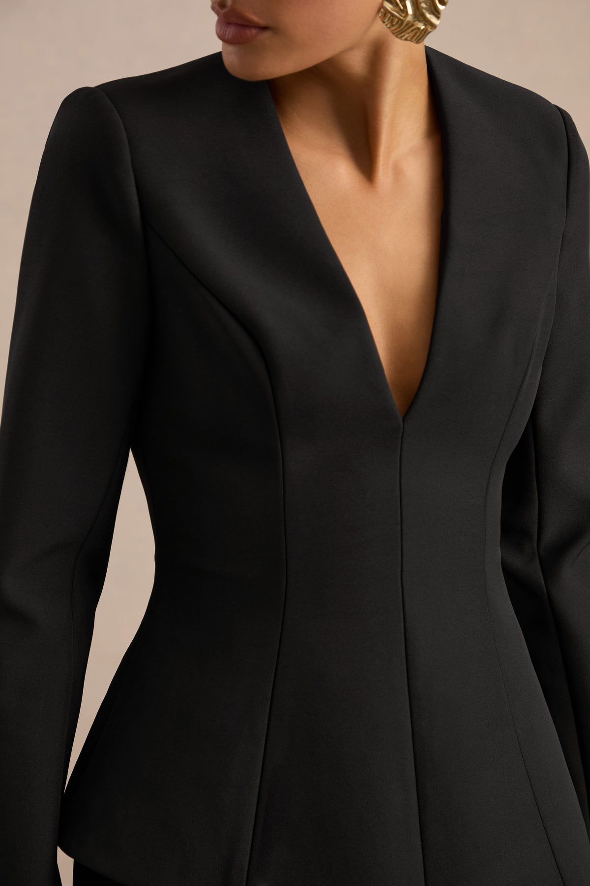 CL138704001 - Ysabel Black Plunge-Neck Long Sleeve Top2.jpg