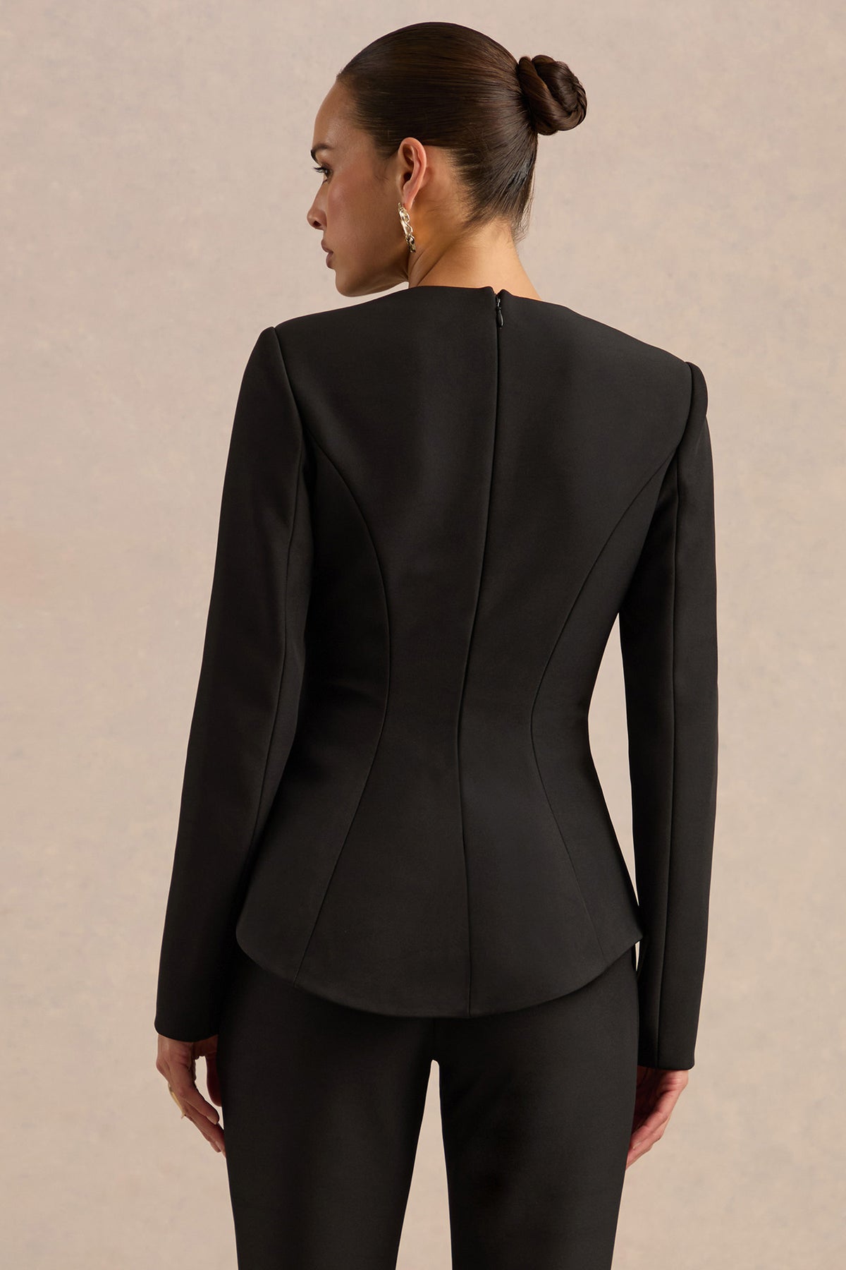 CL138704001 - Ysabel Black Plunge-Neck Long Sleeve Top3.jpg