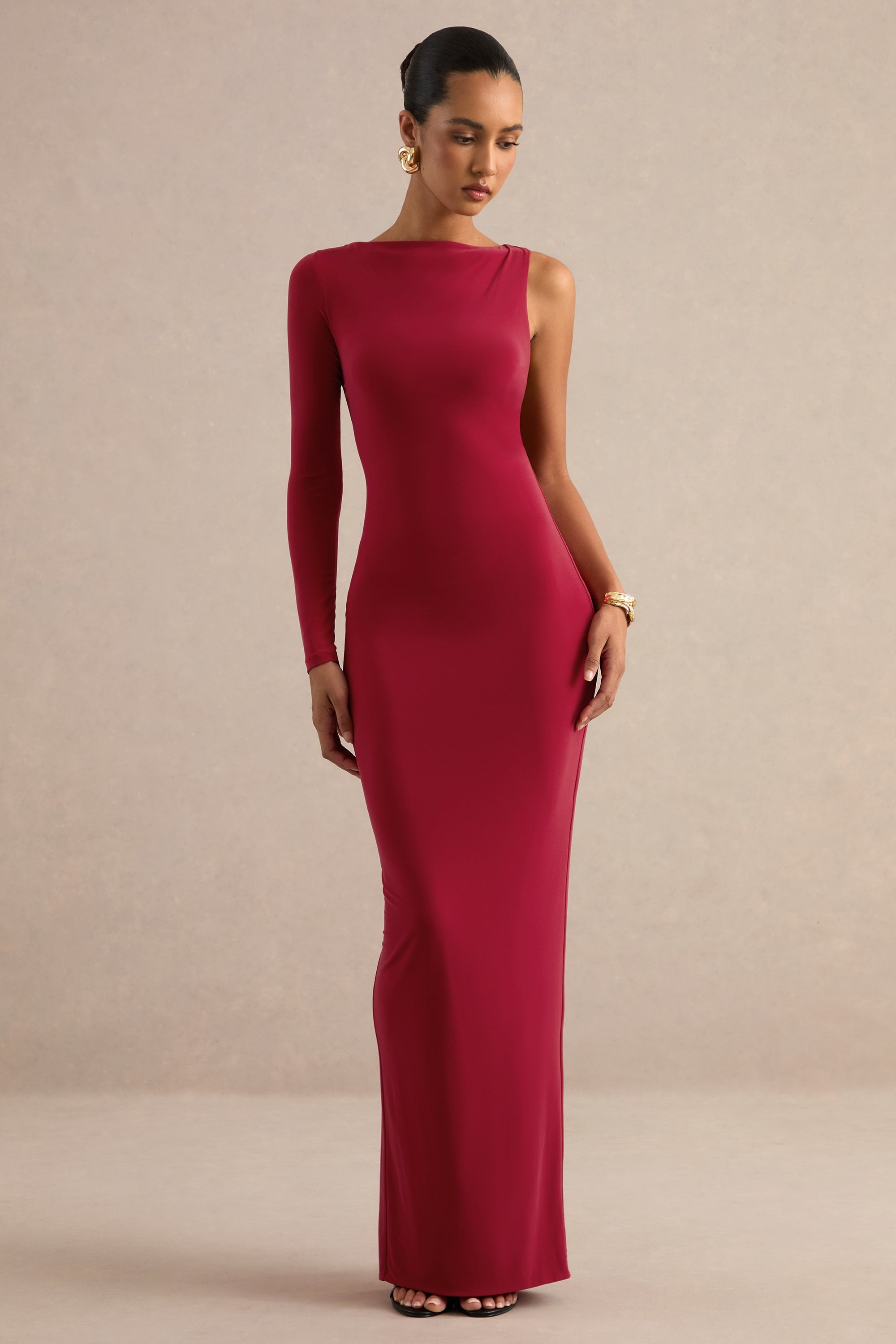 ECM_HR_CL138761100 - Kestrel _ Red Round-Neck One Sleeve Maxi Dress0.jpg