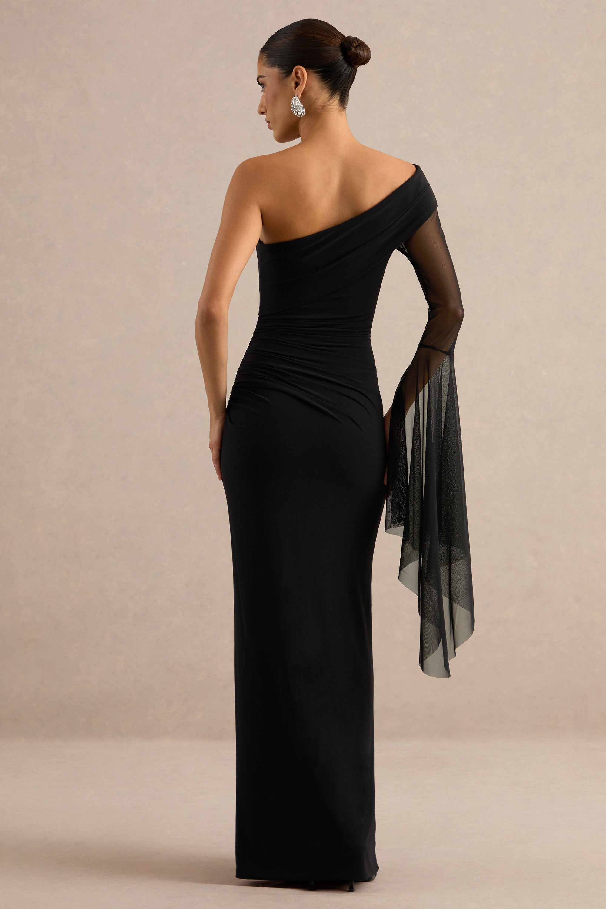 ECM_HR_CL138782001 - Evony _ Black Asymmetric-Neck Maxi Dress With Sheer Cape Sleeve 5.jpg