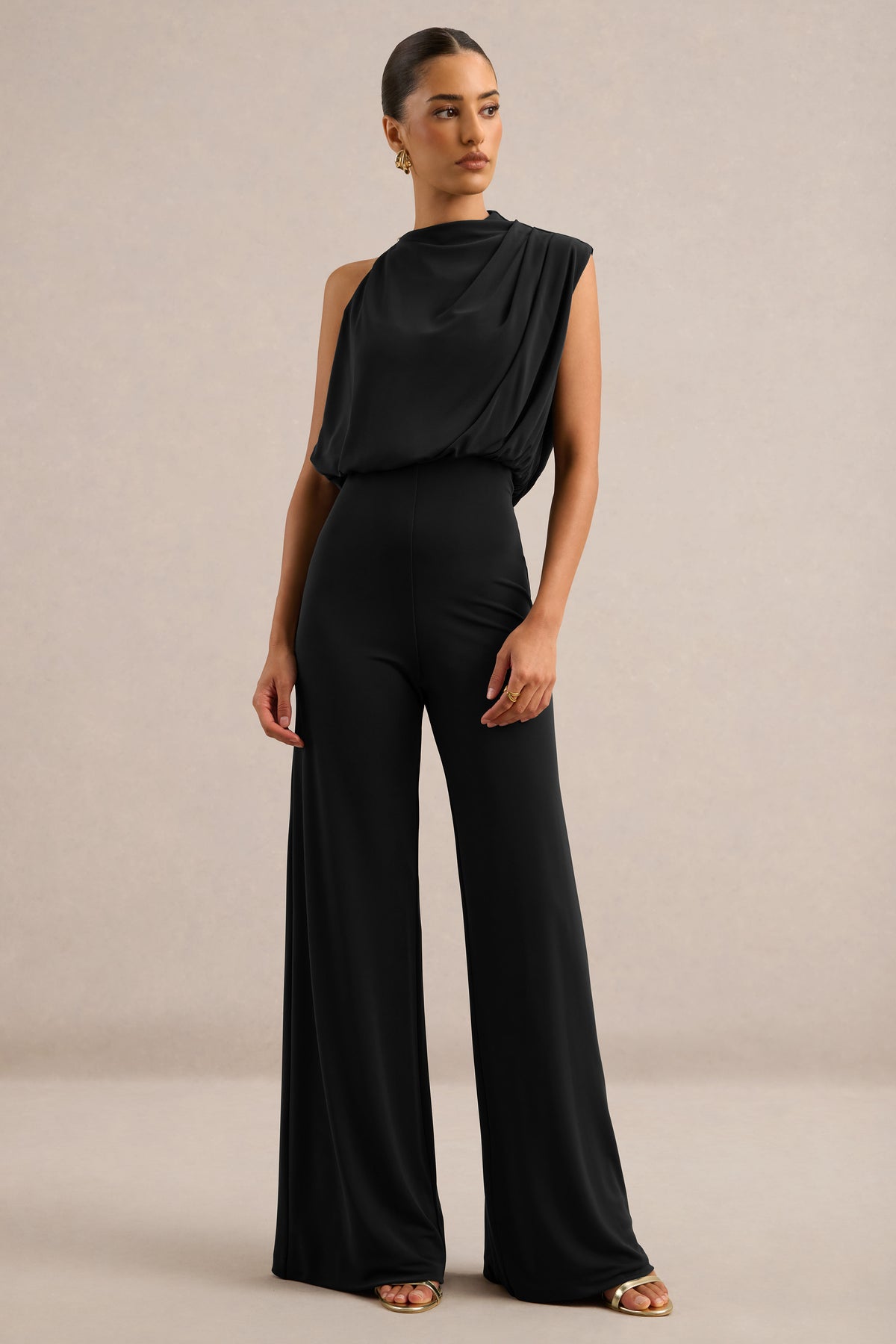 ECM_HR_CL139176001 - Vianista Black High Neck Jumpsuit With Gathered Detailing0.jpg