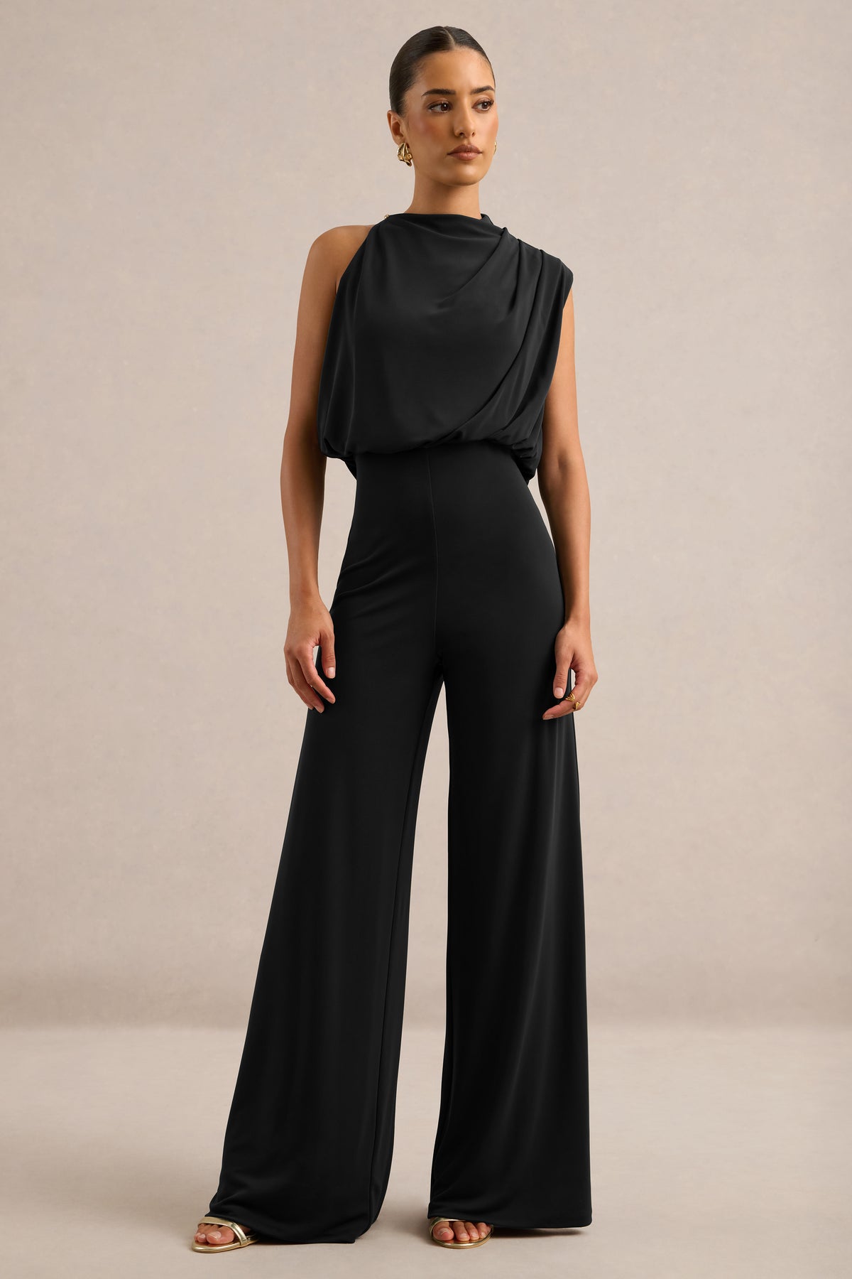 ECM_HR_CL139176001 - Vianista Black High Neck Jumpsuit With Gathered Detailing3.jpg
