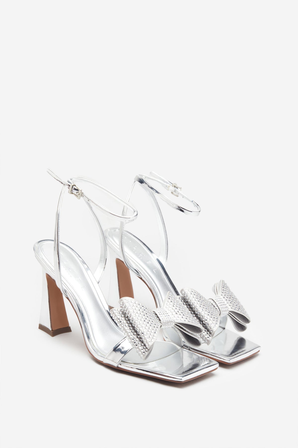 Headlines | Zilverere Sandalen Hakken Met Enkelbandje Diamante Strik