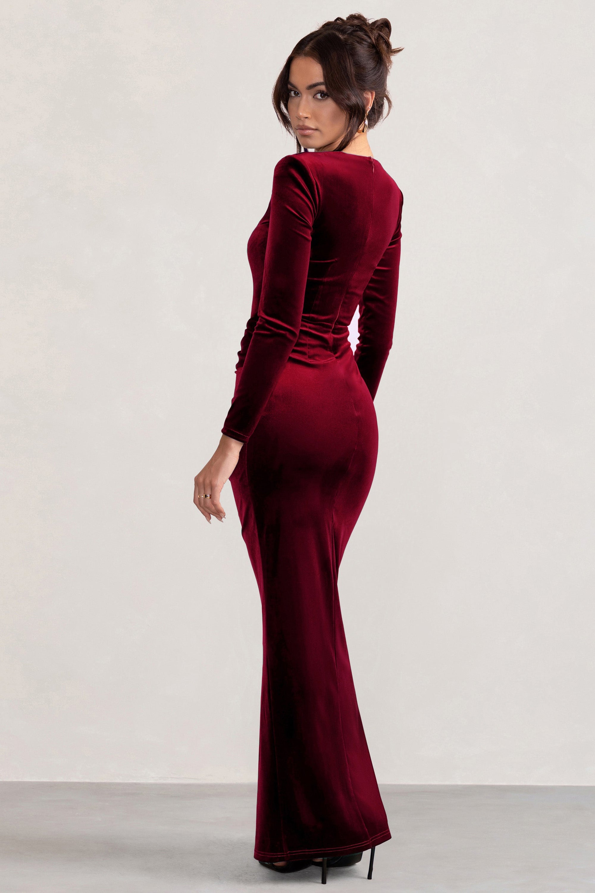 Fay | Bessenrode Velours Korset Stijl Geknopen Maxi Jurk