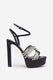 Doll Drama | Zwarte Satijnen Diamanten Platform Hakken Met Bandjes