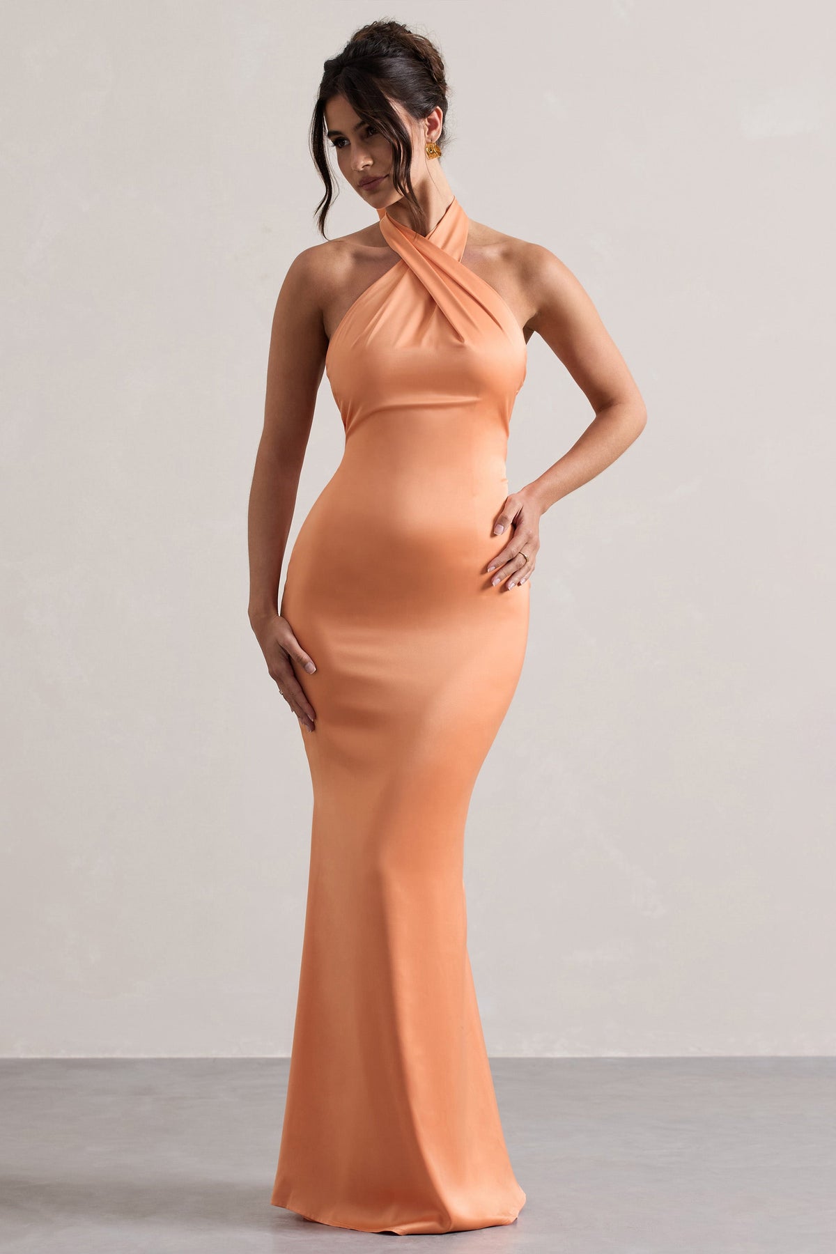 WB_CL129991031-UnbeatablePeachSatinCrossOverHalter-NeckMaxiDress1
