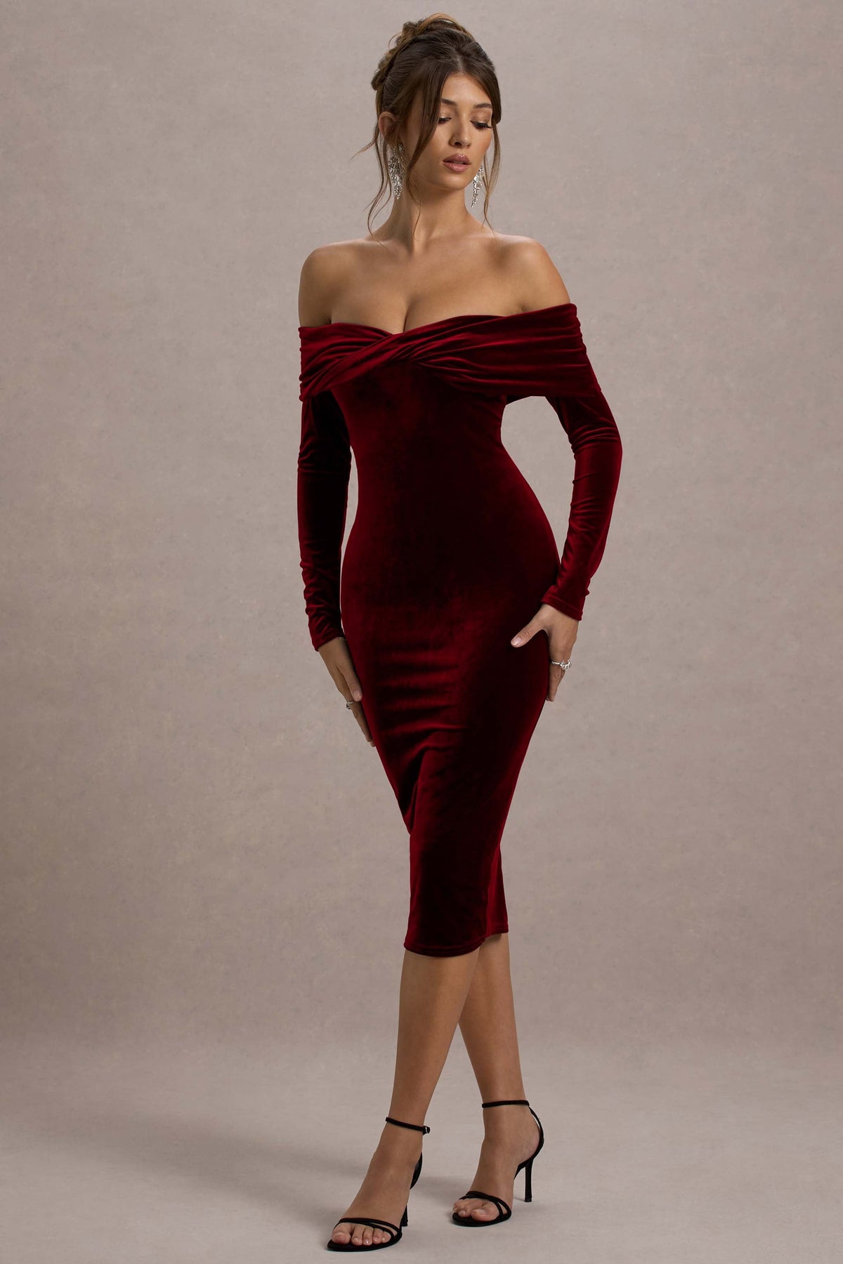 WB_CL130062037-Compliment_BerryVelvetBardotMidiDress2_RECOLOURED