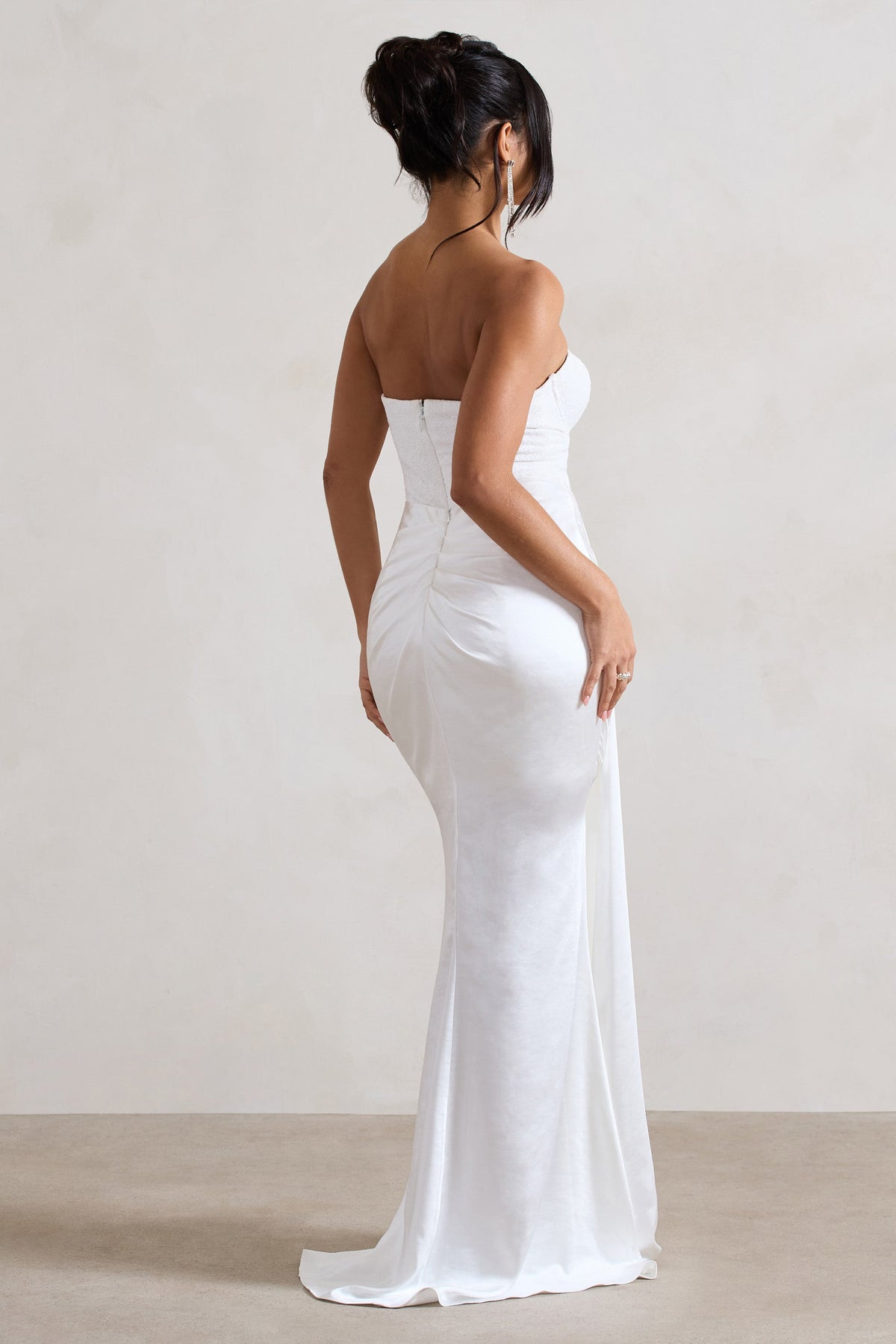 Valencia | Crème Kanten Korset Maxi Jurk Met Afneembare Rok