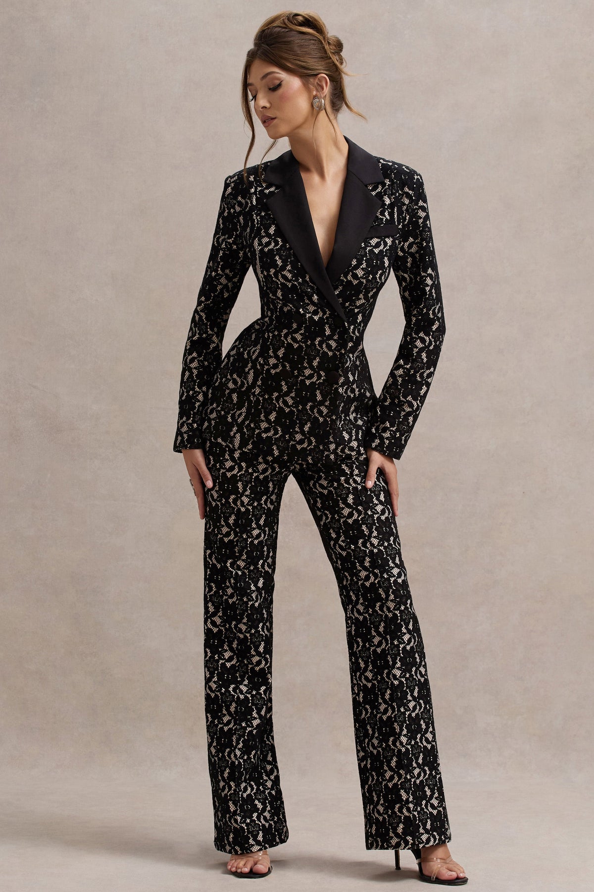 Kennedy | Zwarte Kant Getailleerde Blazer