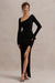 Cosmos | Zwart Asymmetrische Split Maxi Jurk Met Lang Mouwen