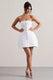 Anniston | Witte Bandeau Getailleerd Mini Jurk Met Knopen