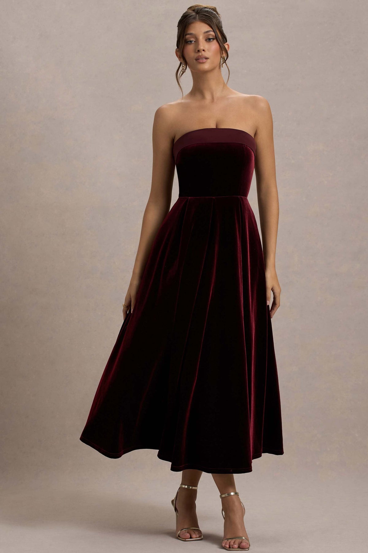 Delray | Port Fluwelen Bandeau Midi Jurk