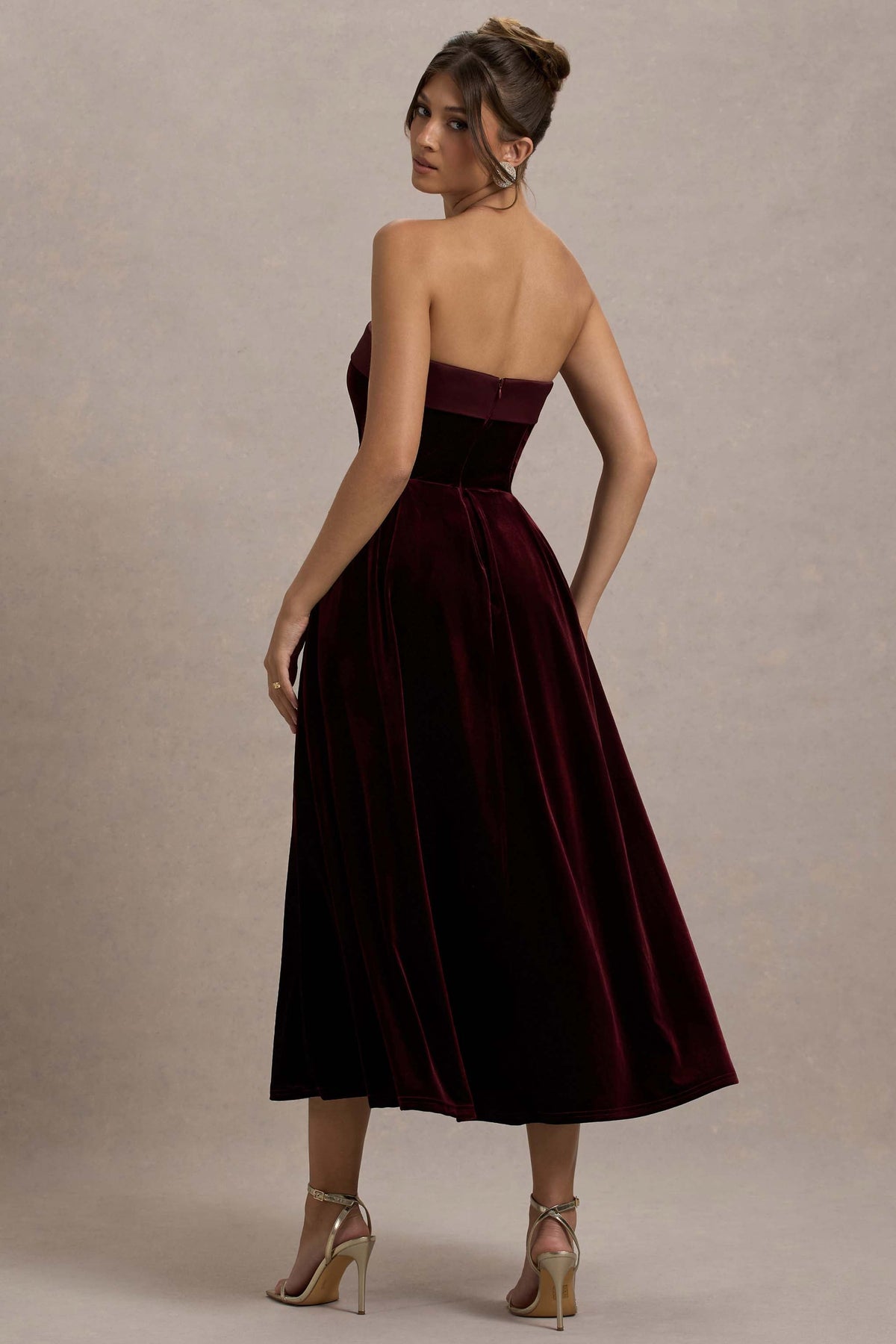 Delray | Port Fluwelen Bandeau Midi Jurk