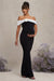 In Bloom | Zwart-Witte Bardot Zwangerschaps Maxi Jurk Met Bloem