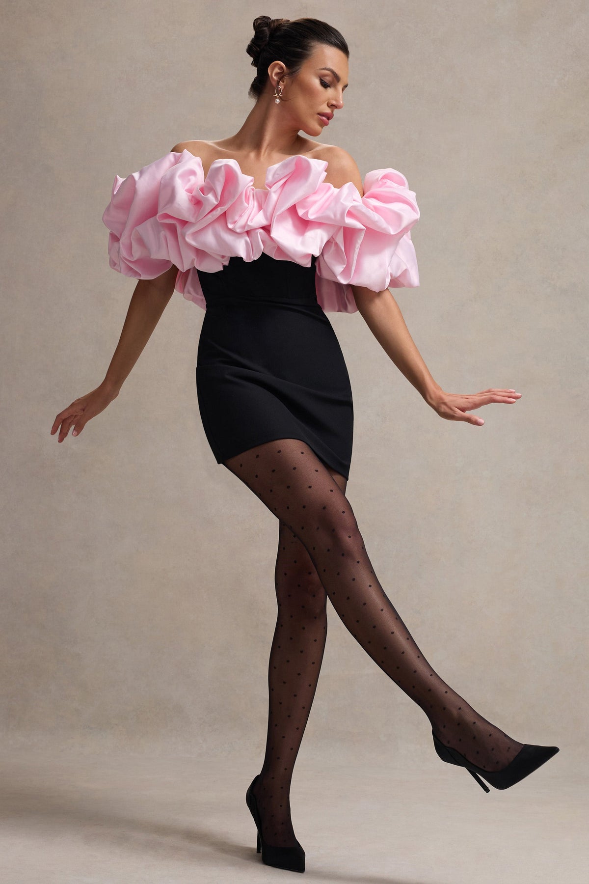 WB_HR_CL134588241-MacaronBlackBardotMiniDressWithPinkRuffleTrim9