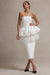 Jones | Witte Strapless Midi Jurk Met peplum Taille