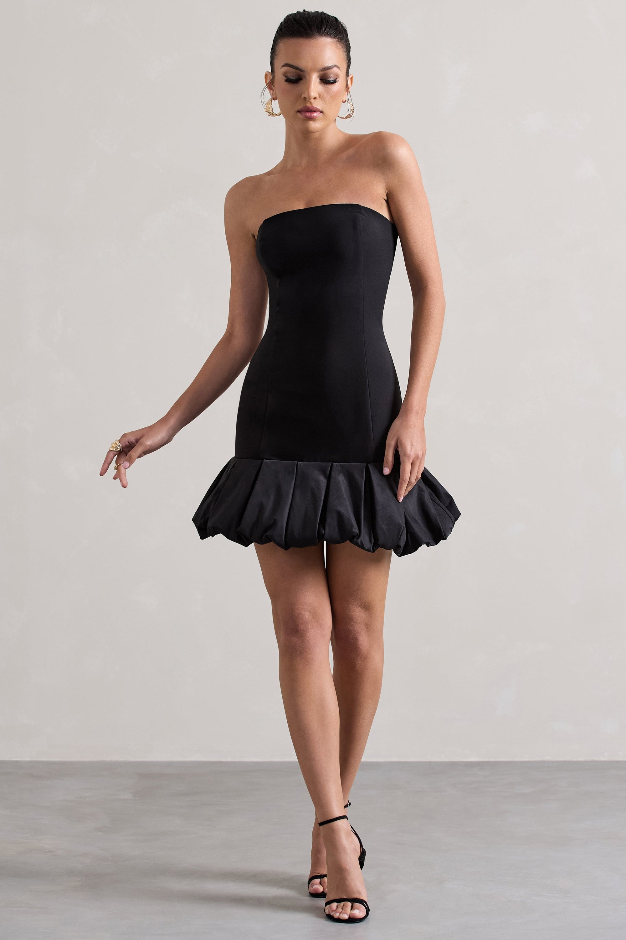 Liscia | Zwarte Bandeau Mini Jurk Met Rucherand